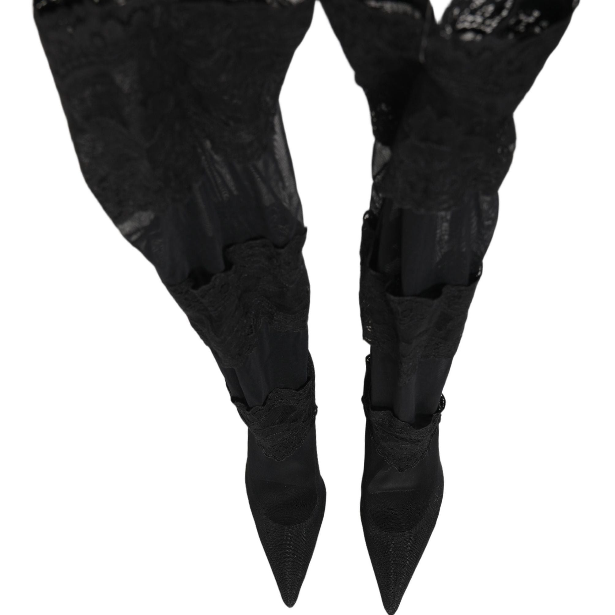 Dolce & Gabbana Black Over The Knee Sock Pumps Boots Shoes