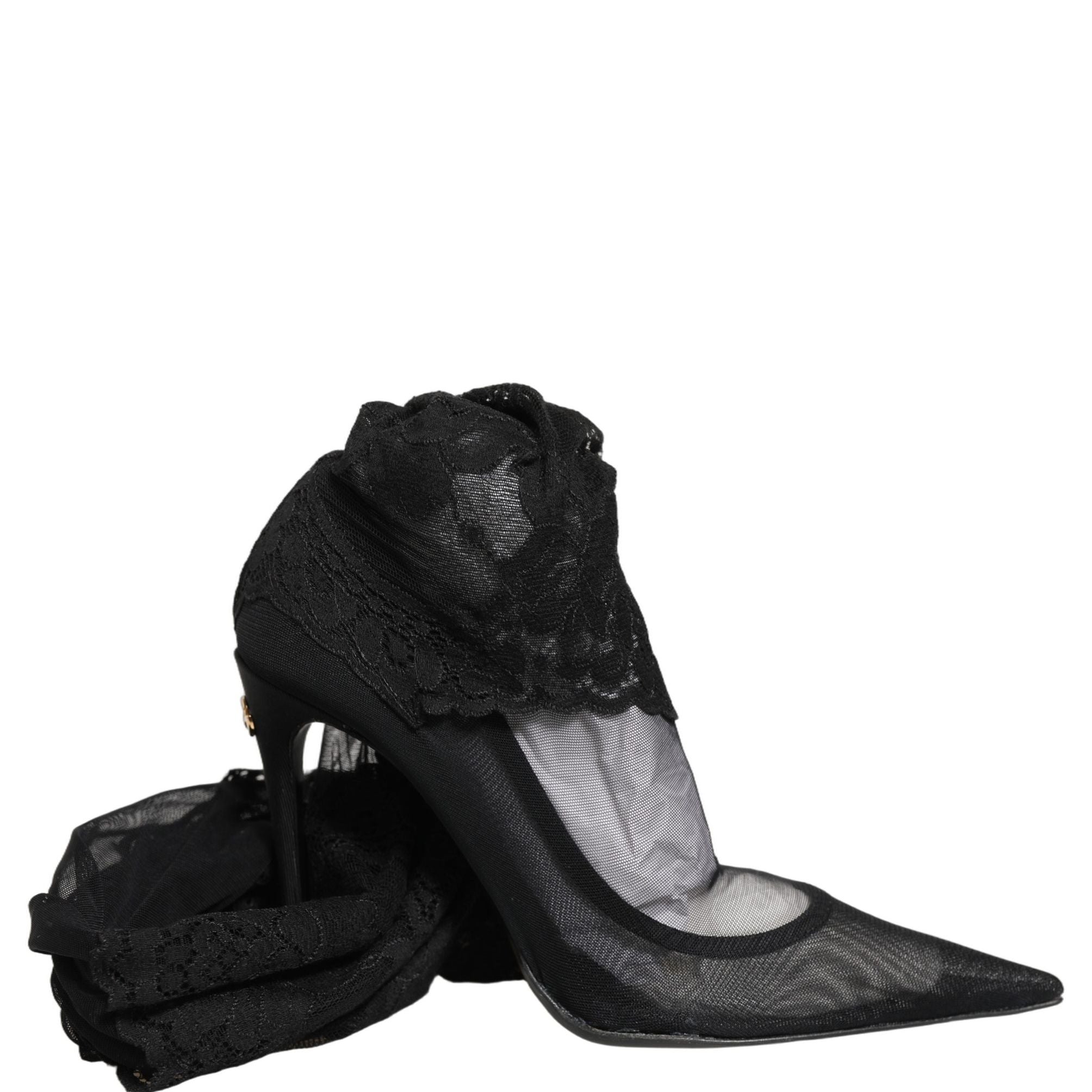 Dolce & Gabbana Black Over The Knee Sock Pumps Boots Shoes