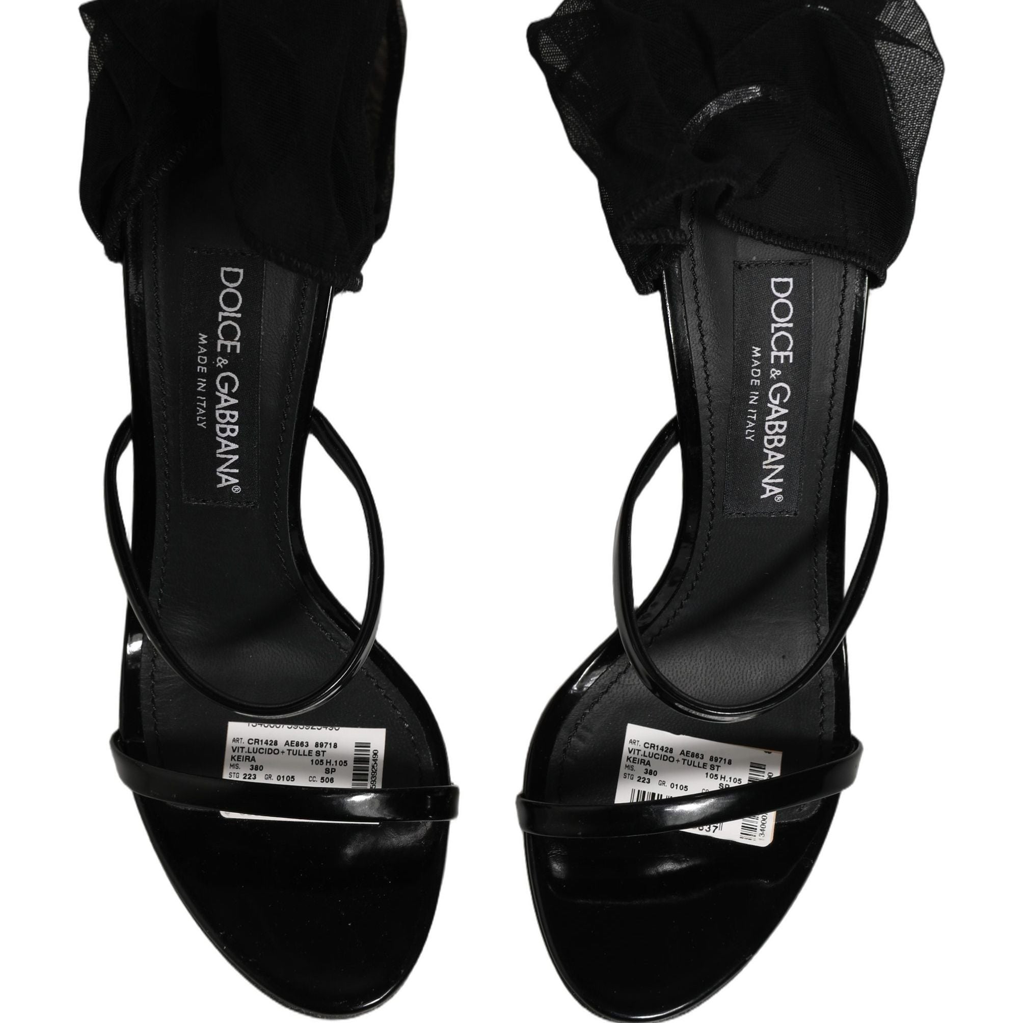 Dolce & Gabbana Stiletto Sandals Socks Knee High Boots Black