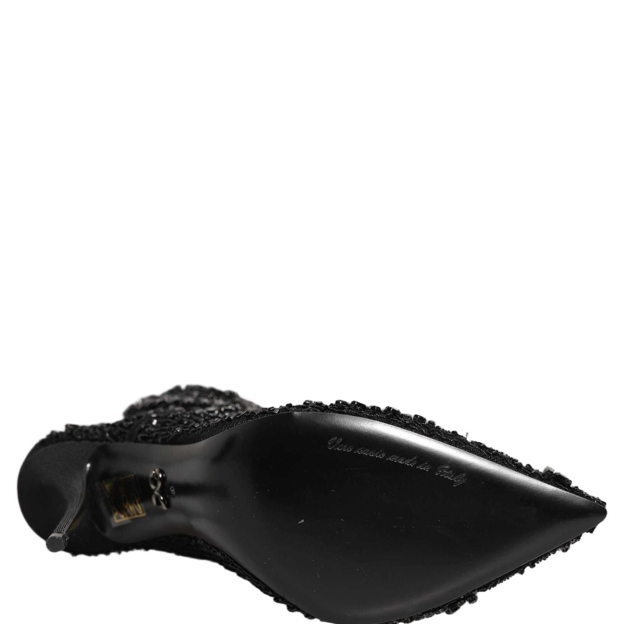 Dolce & Gabbana Black Embellished Mesh Ankle Boots Shoes