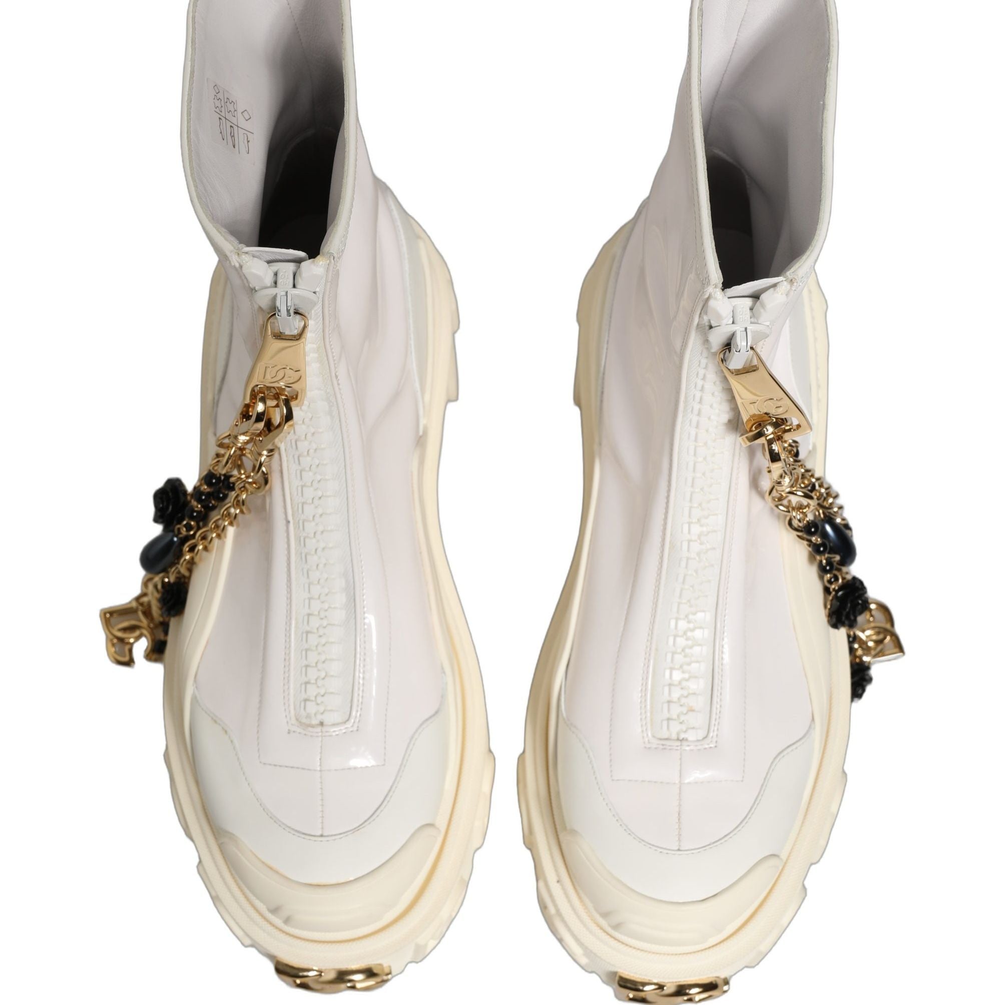 Dolce & Gabbana White Leather Rubber Logo Ankle Boots Shoes