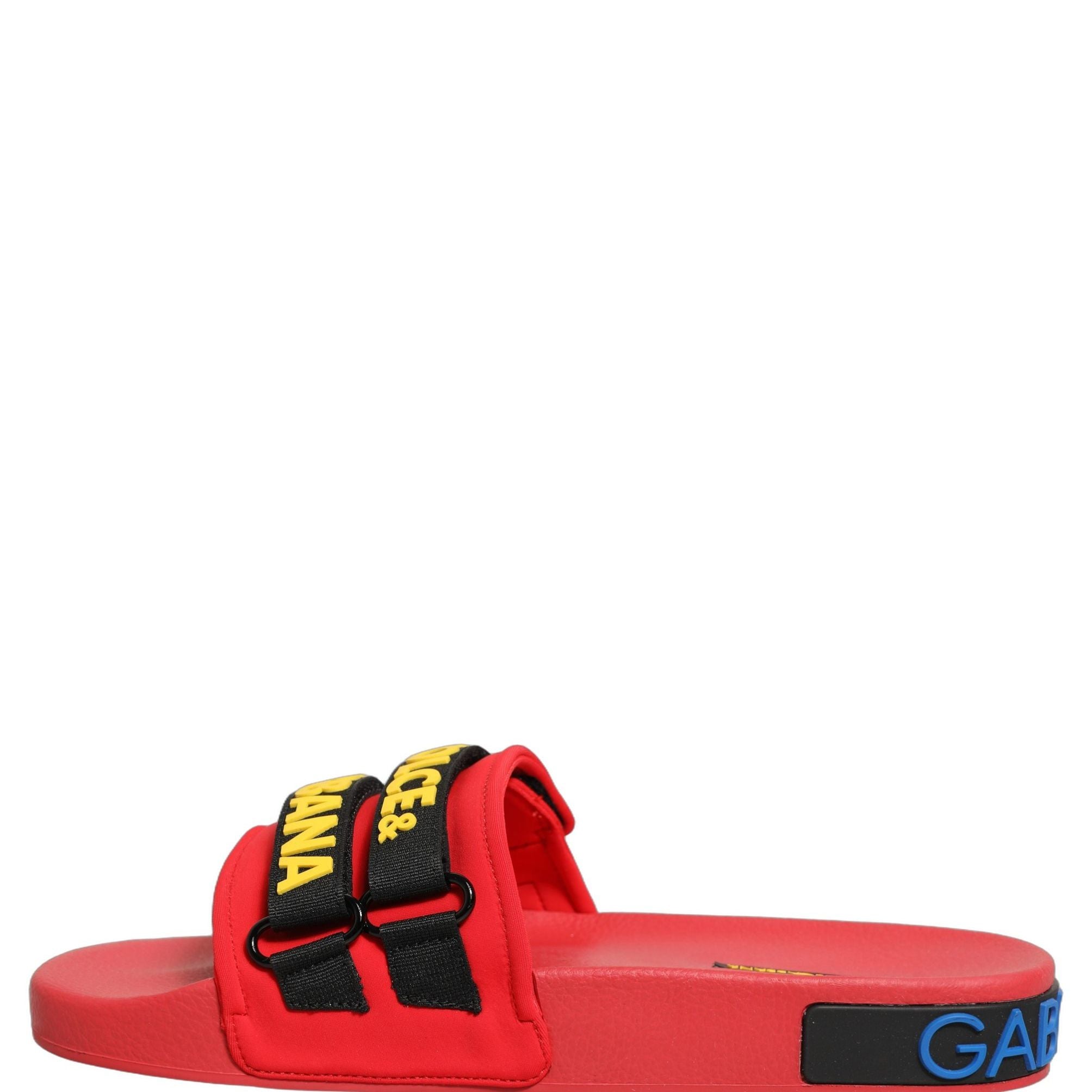 Dolce & Gabbana Red Neoprene Slides Flats Beachwear Shoes