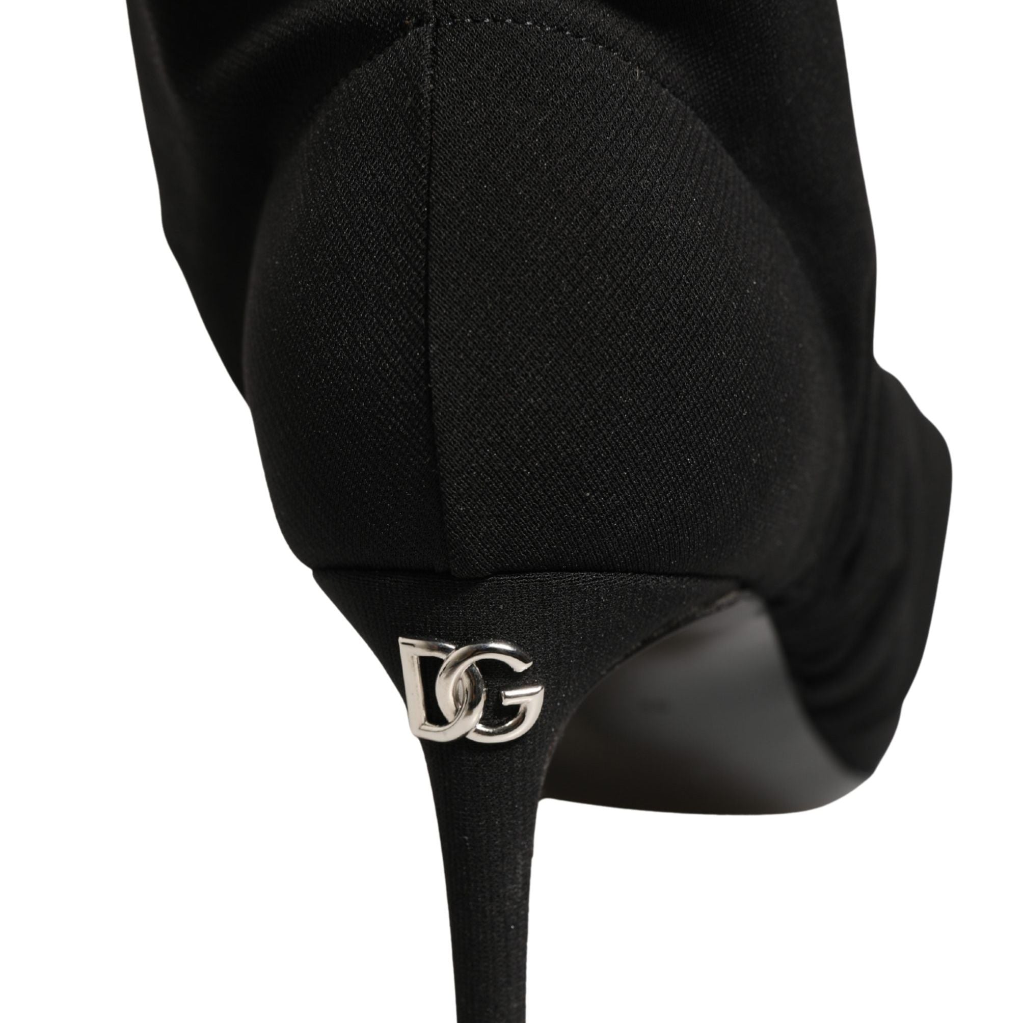 Dolce & Gabbana Black Stretch Socks Heels Ankle Boots Shoes