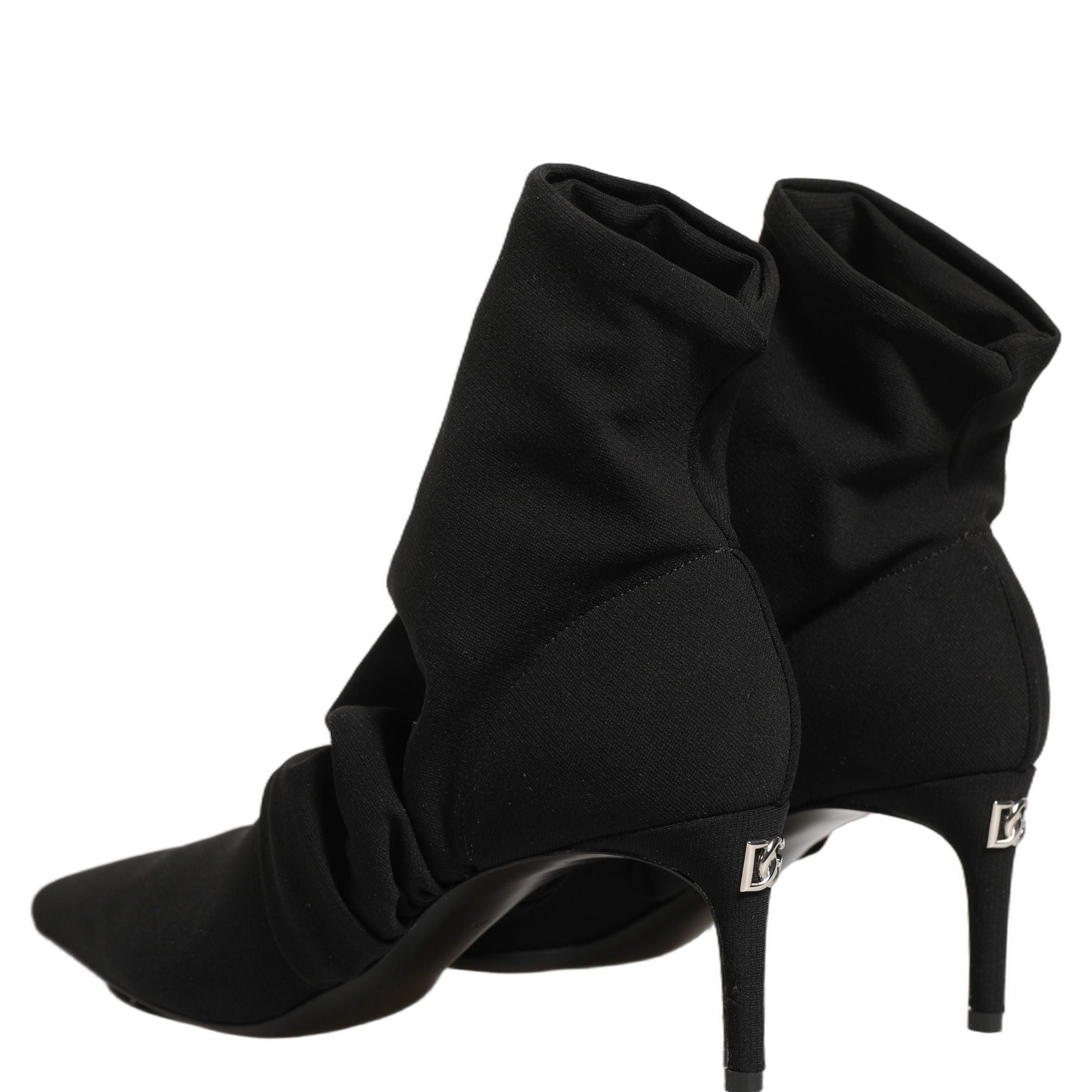Dolce & Gabbana Black Stretch Socks Heels Ankle Boots Shoes