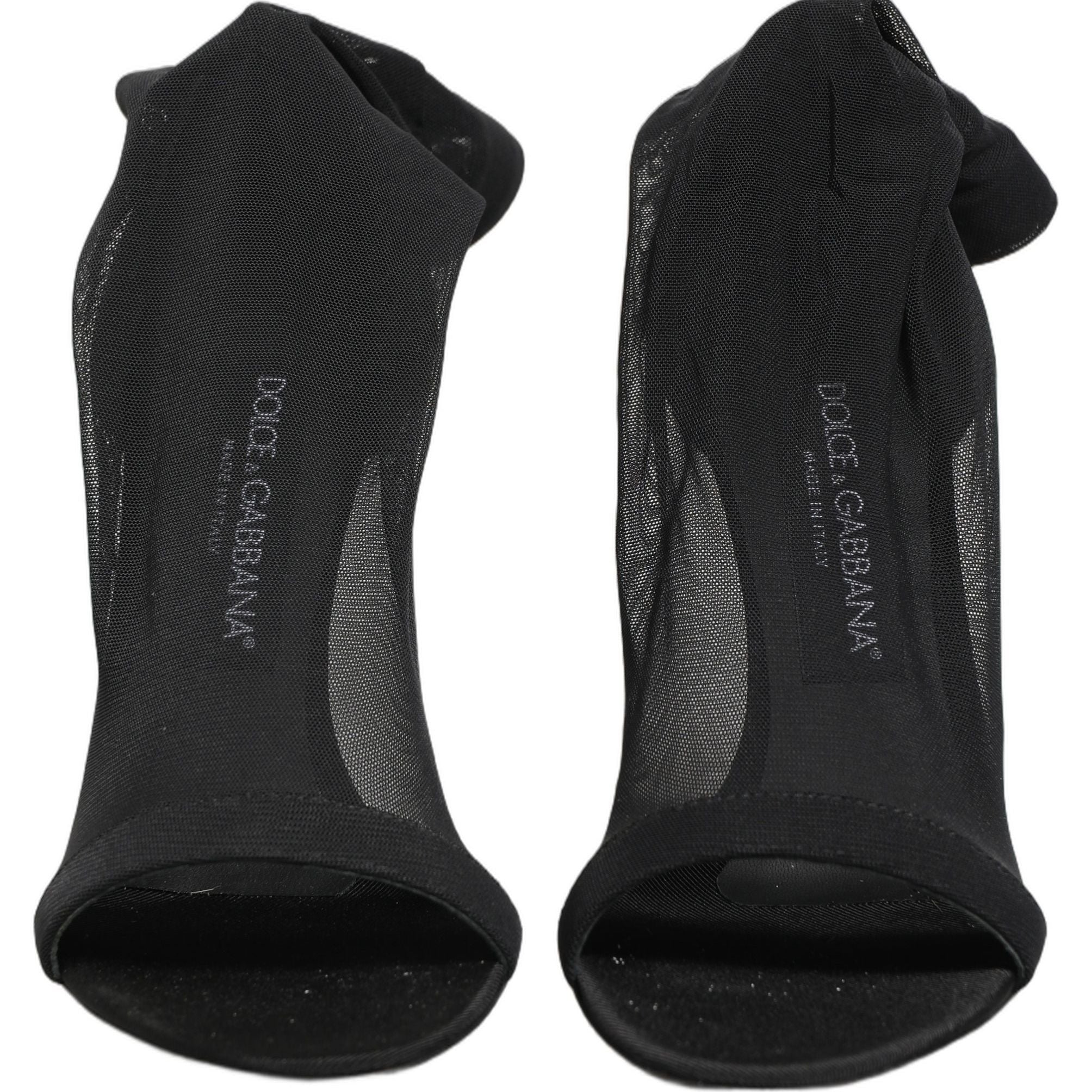 Dolce & Gabbana Black Nylon Mesh Sock Style Boots Shoes