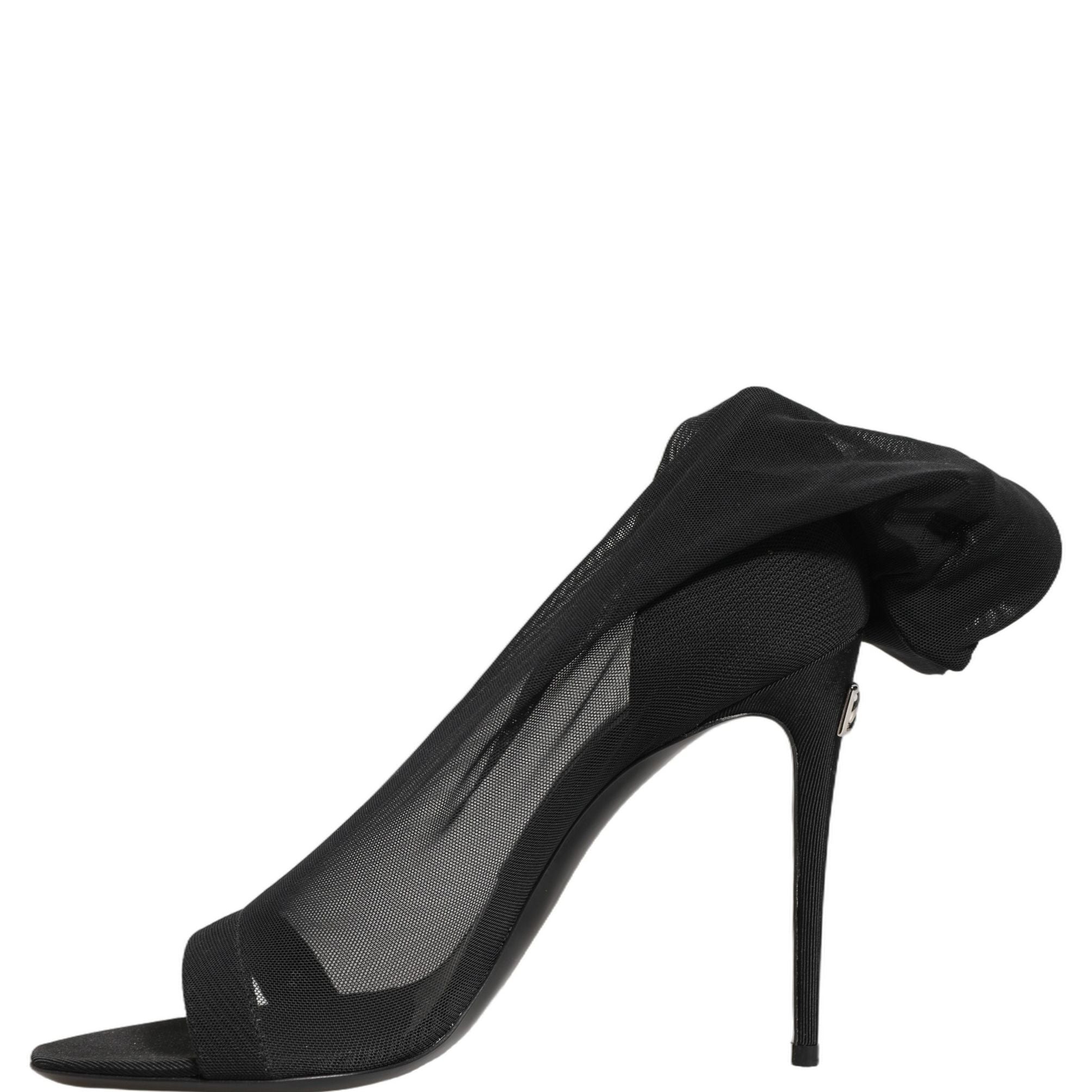 Dolce & Gabbana Black Nylon Mesh Sock Style Boots Shoes