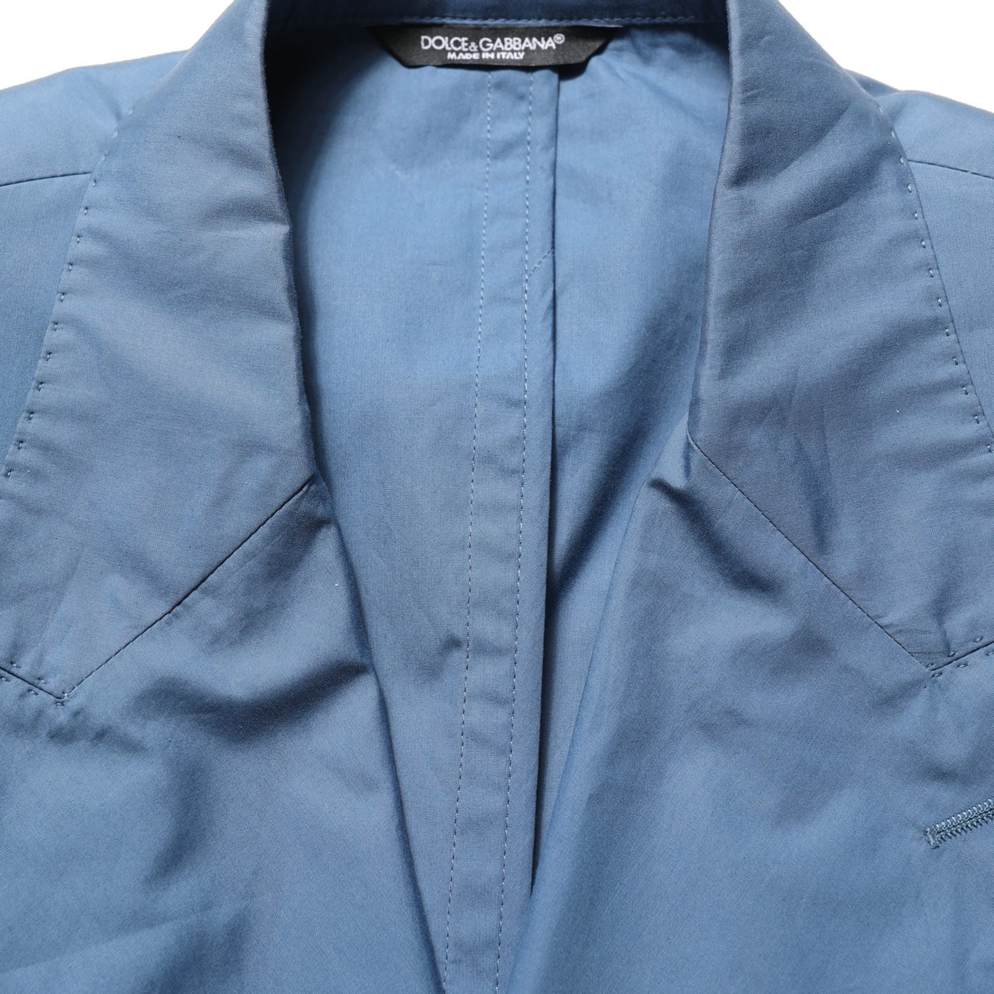 Dolce & Gabbana Blue Cotton Double Breasted Men Coat Blazer