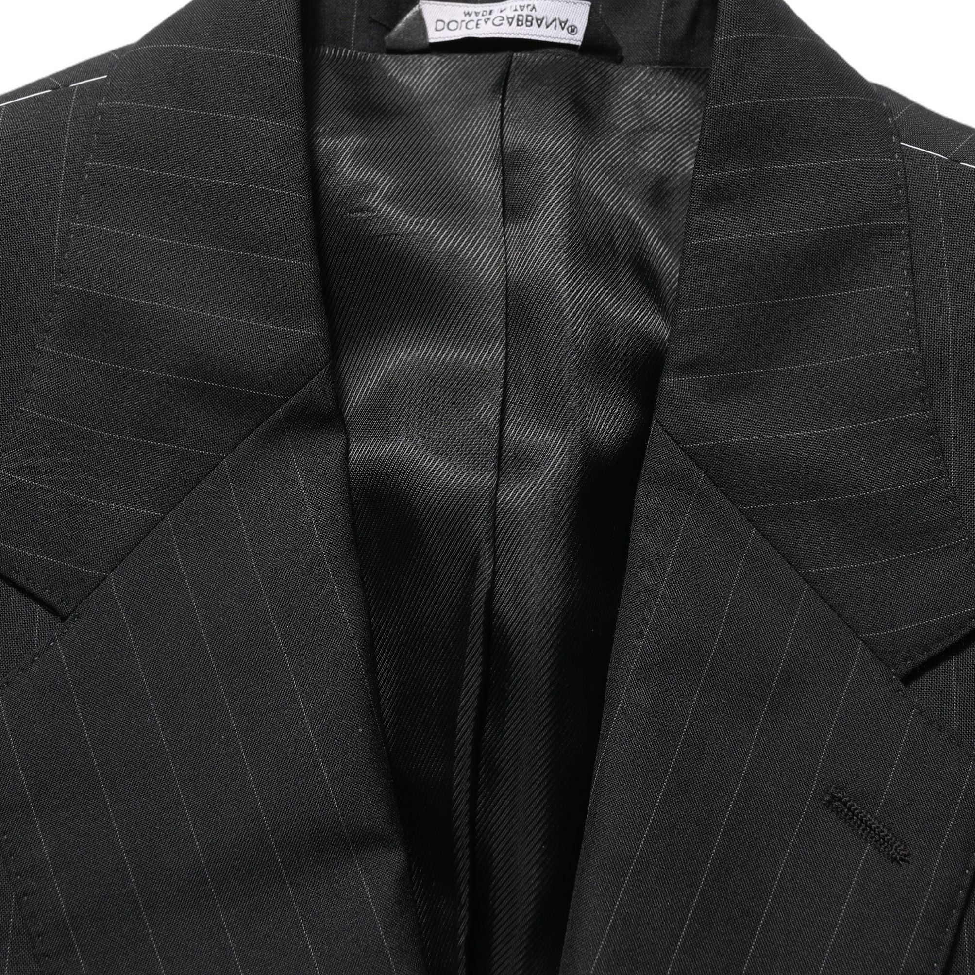Dolce & Gabbana Black Stripes Wool Single Breasted Blazer