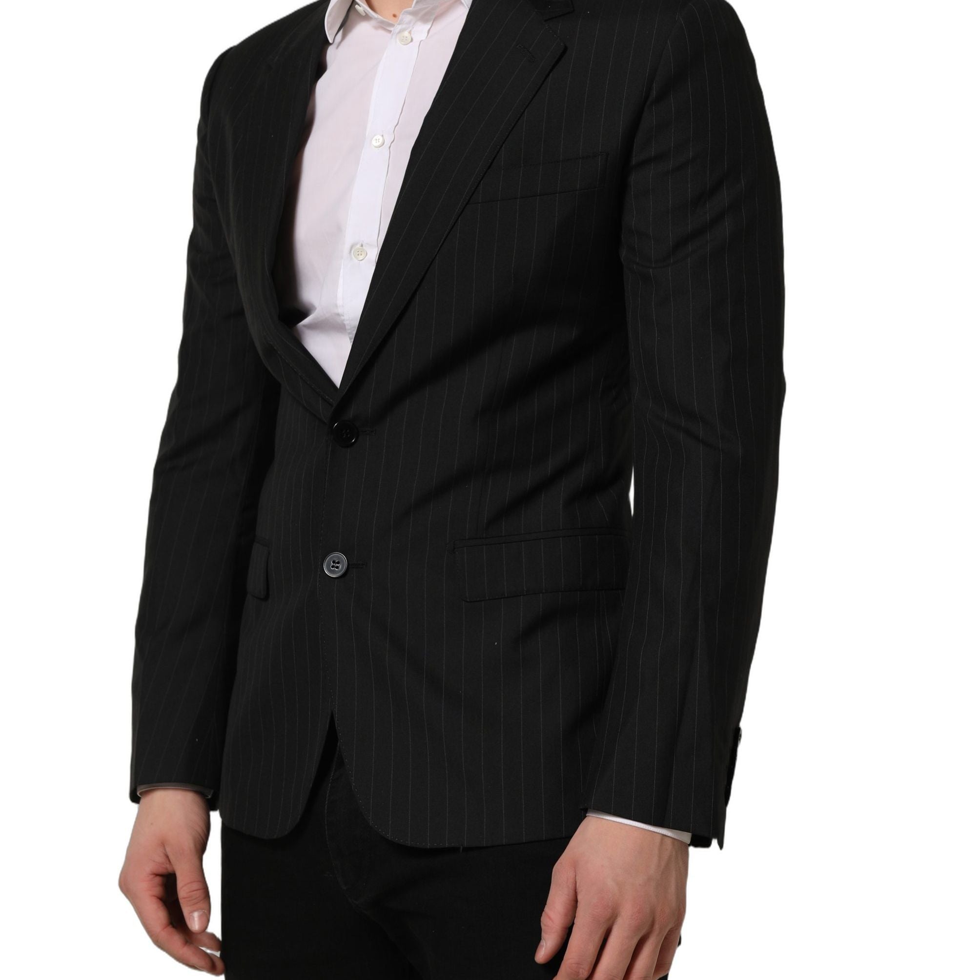 Dolce & Gabbana Black Stripes Wool Single Breasted Blazer
