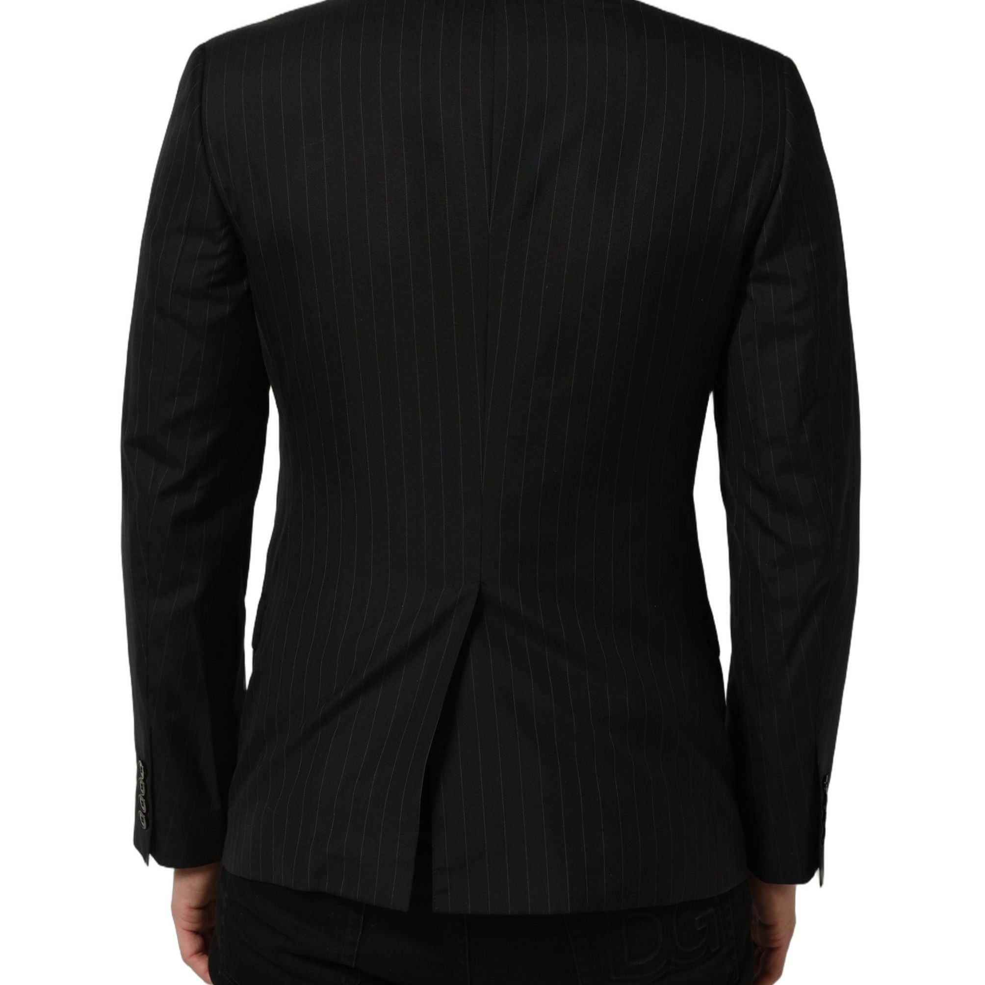 Dolce & Gabbana Black Stripes Wool Single Breasted Blazer