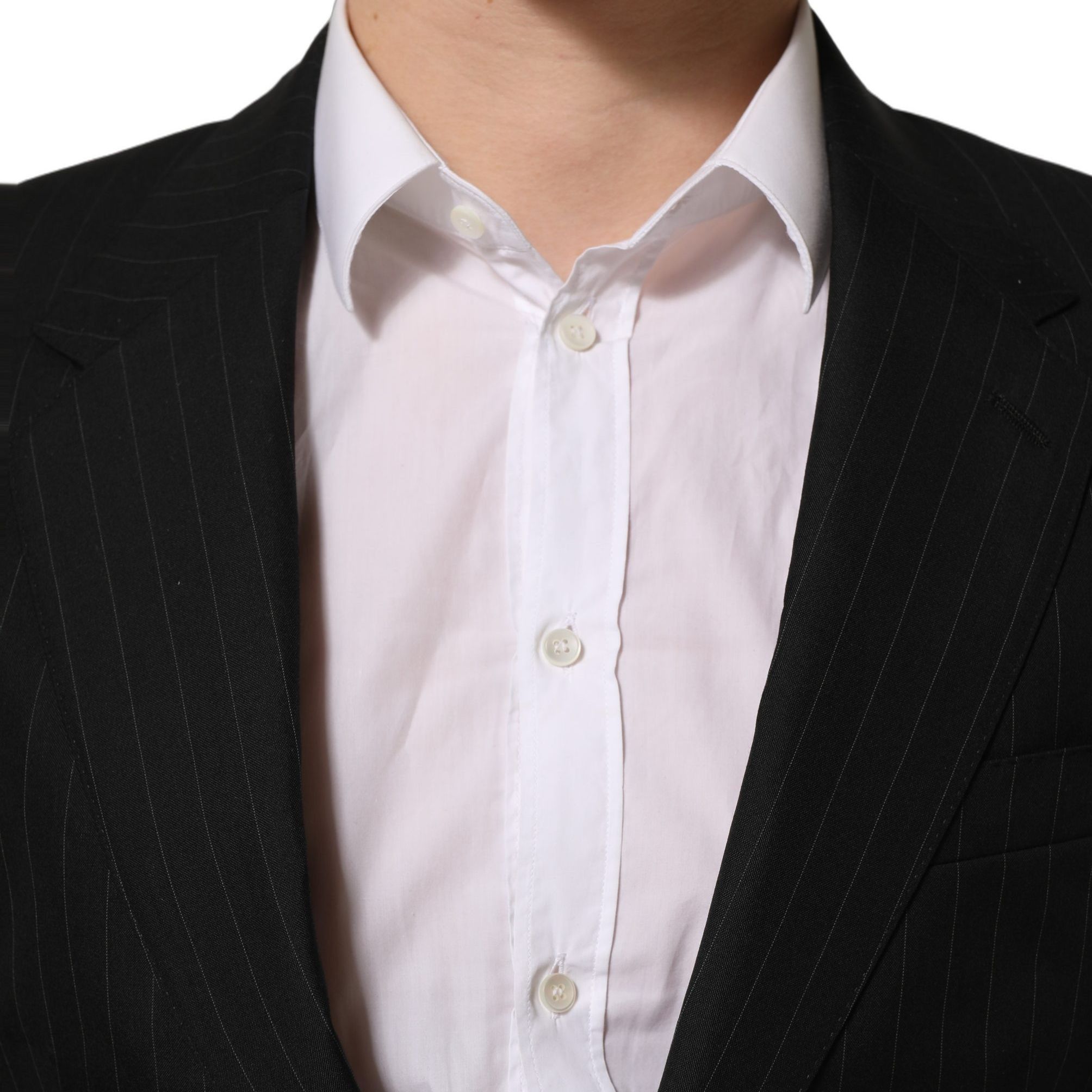 Dolce & Gabbana Black Stripes Wool Single Breasted Blazer