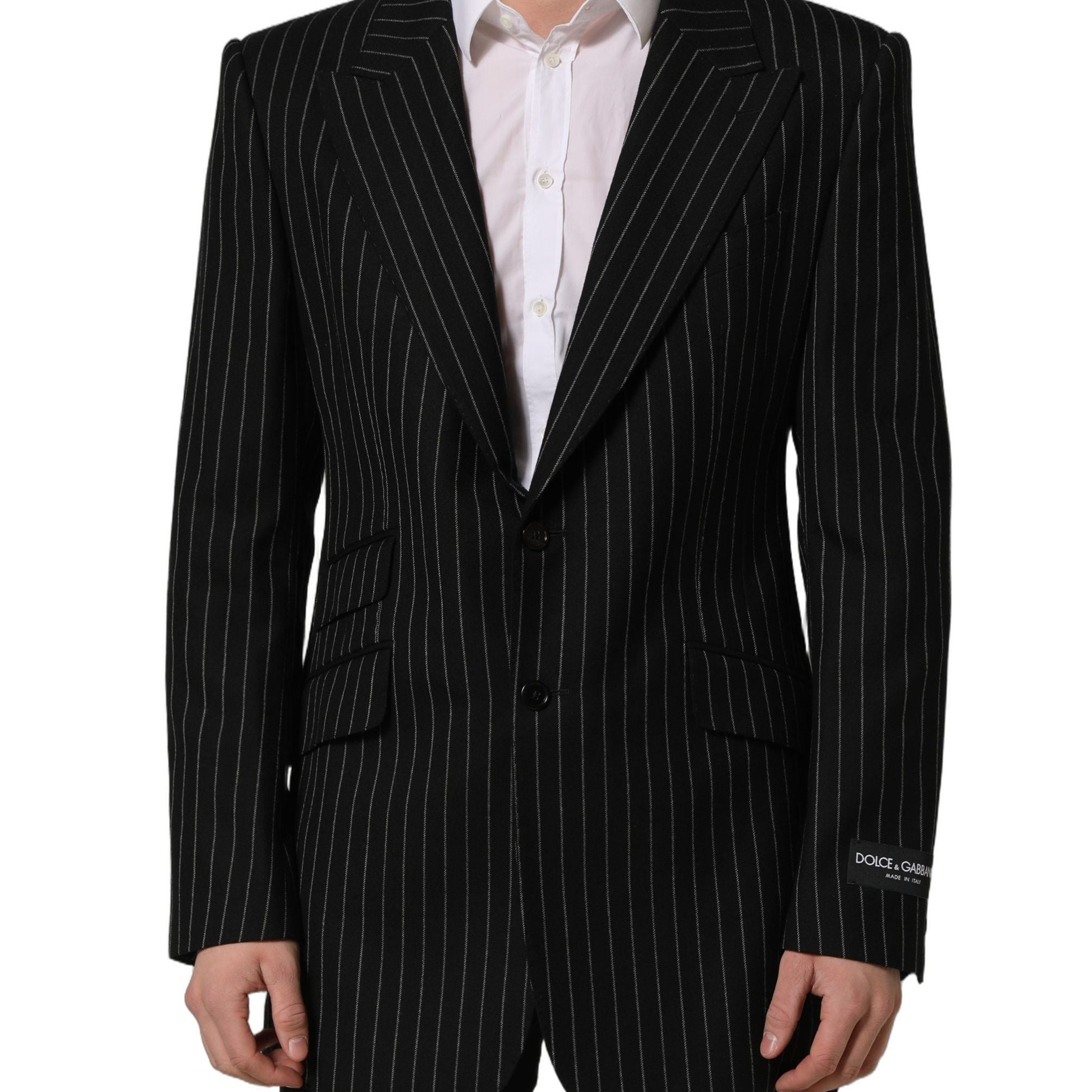 Dolce & Gabbana Black Stripes Wool Single Breasted Blazer