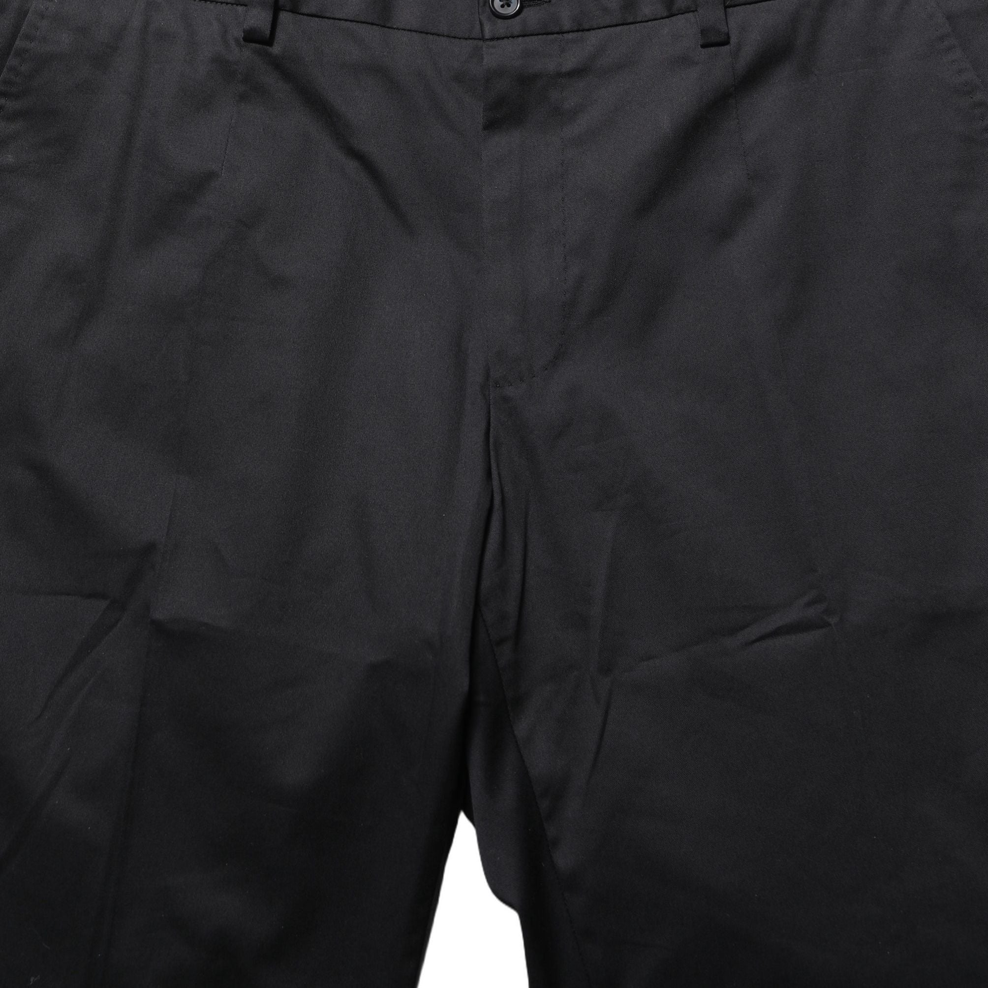 Dolce & Gabbana Black Cotton Tapered Leg Dress Trouser Pants