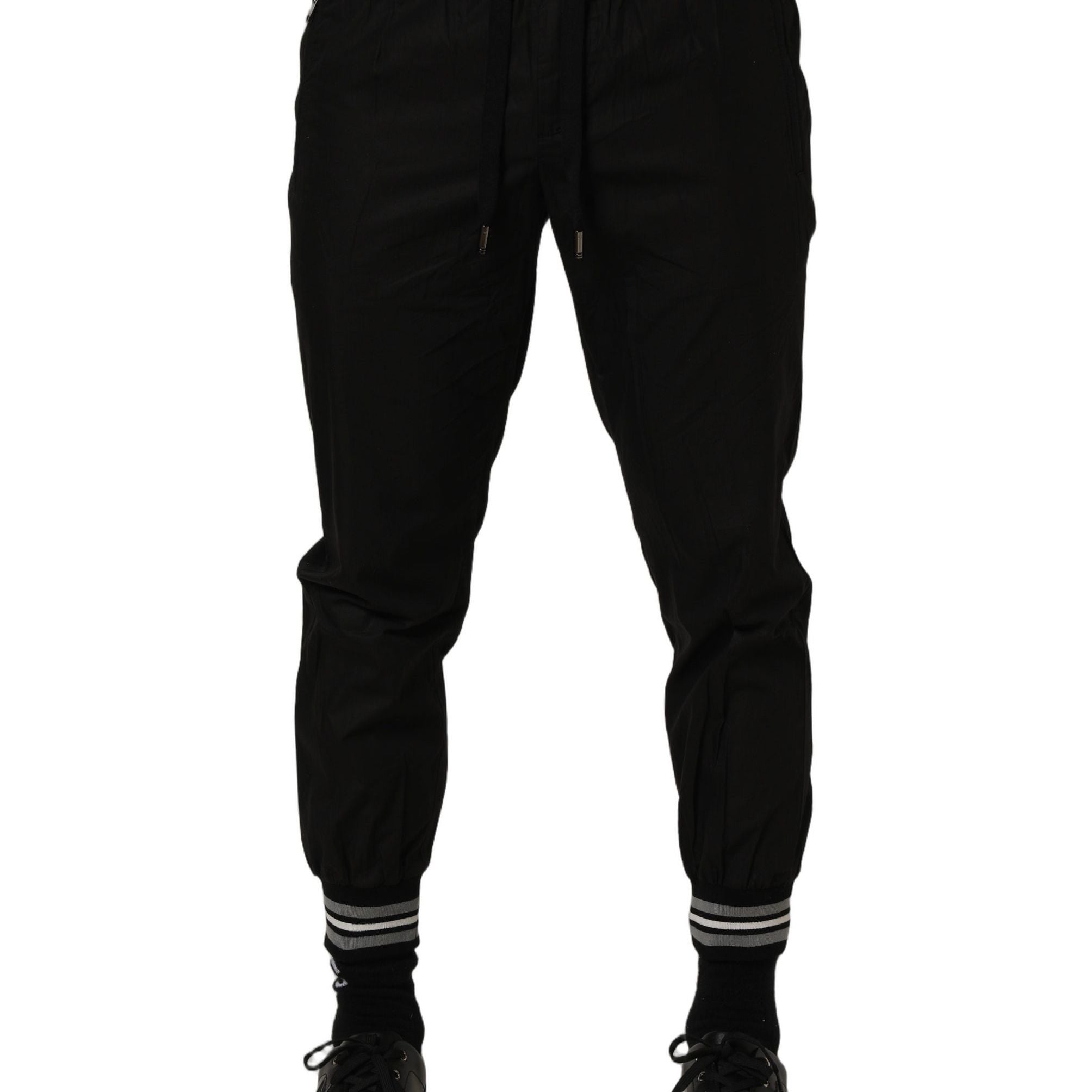 Dolce & Gabbana Black Cotton Mid Waist Jogger Sweatpants Pants