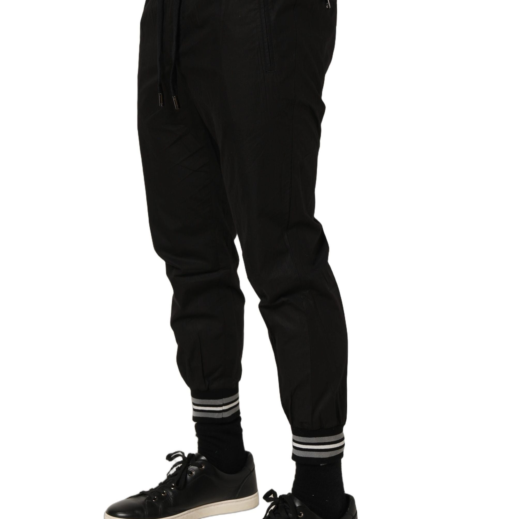 Dolce & Gabbana Black Cotton Mid Waist Jogger Sweatpants Pants