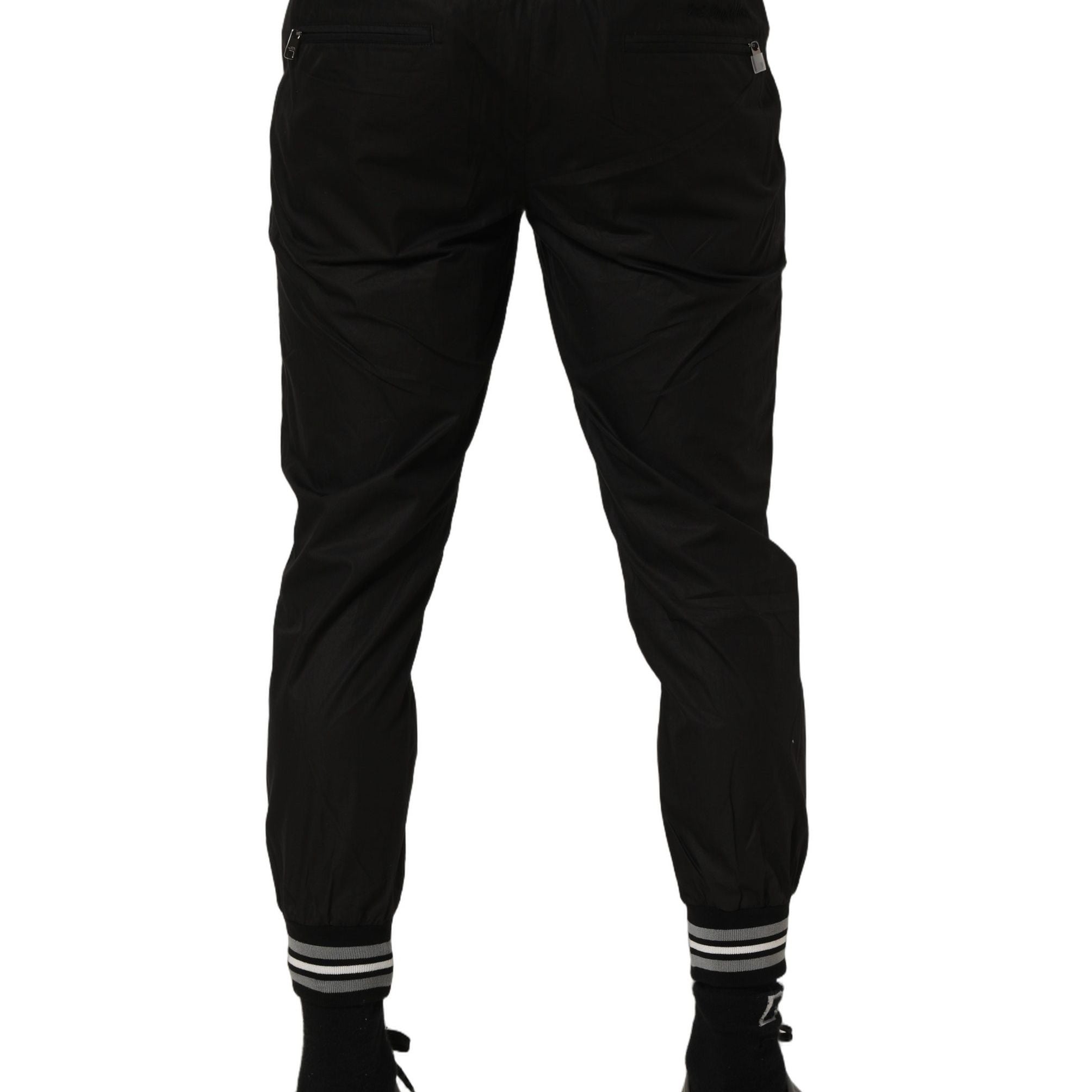 Dolce & Gabbana Black Cotton Mid Waist Jogger Sweatpants Pants