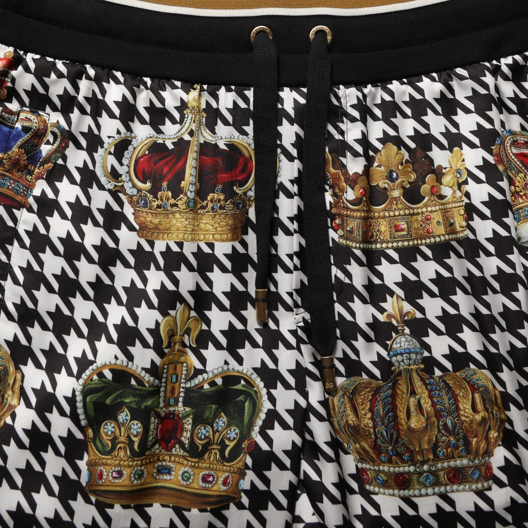 Dolce & Gabbana Multicolor Houndstooth Crown Men Sweatpants Pants