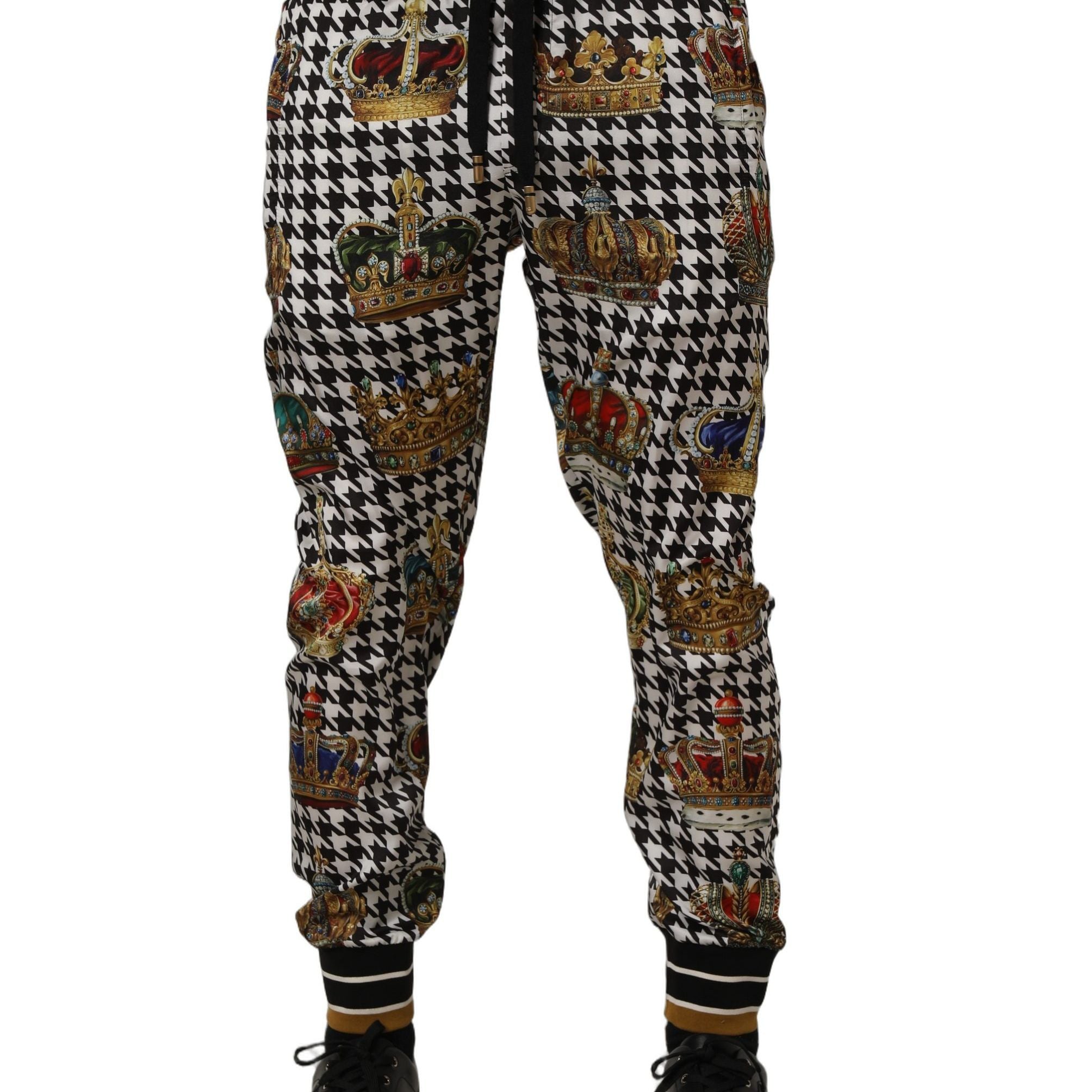 Dolce & Gabbana Multicolor Houndstooth Crown Men Sweatpants Pants