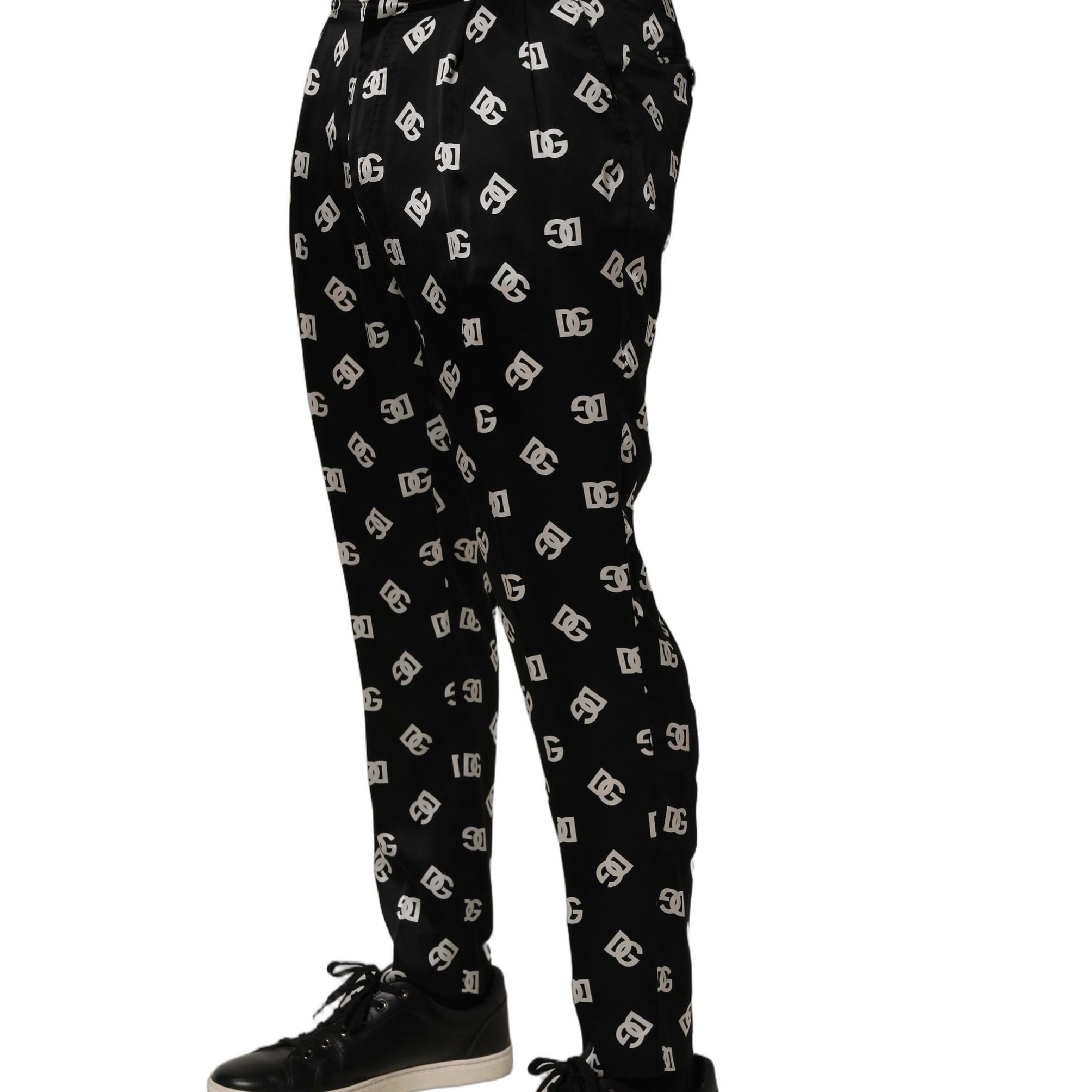 Dolce & Gabbana Black Silk Skinny Leg Dress Men Trouser Pants