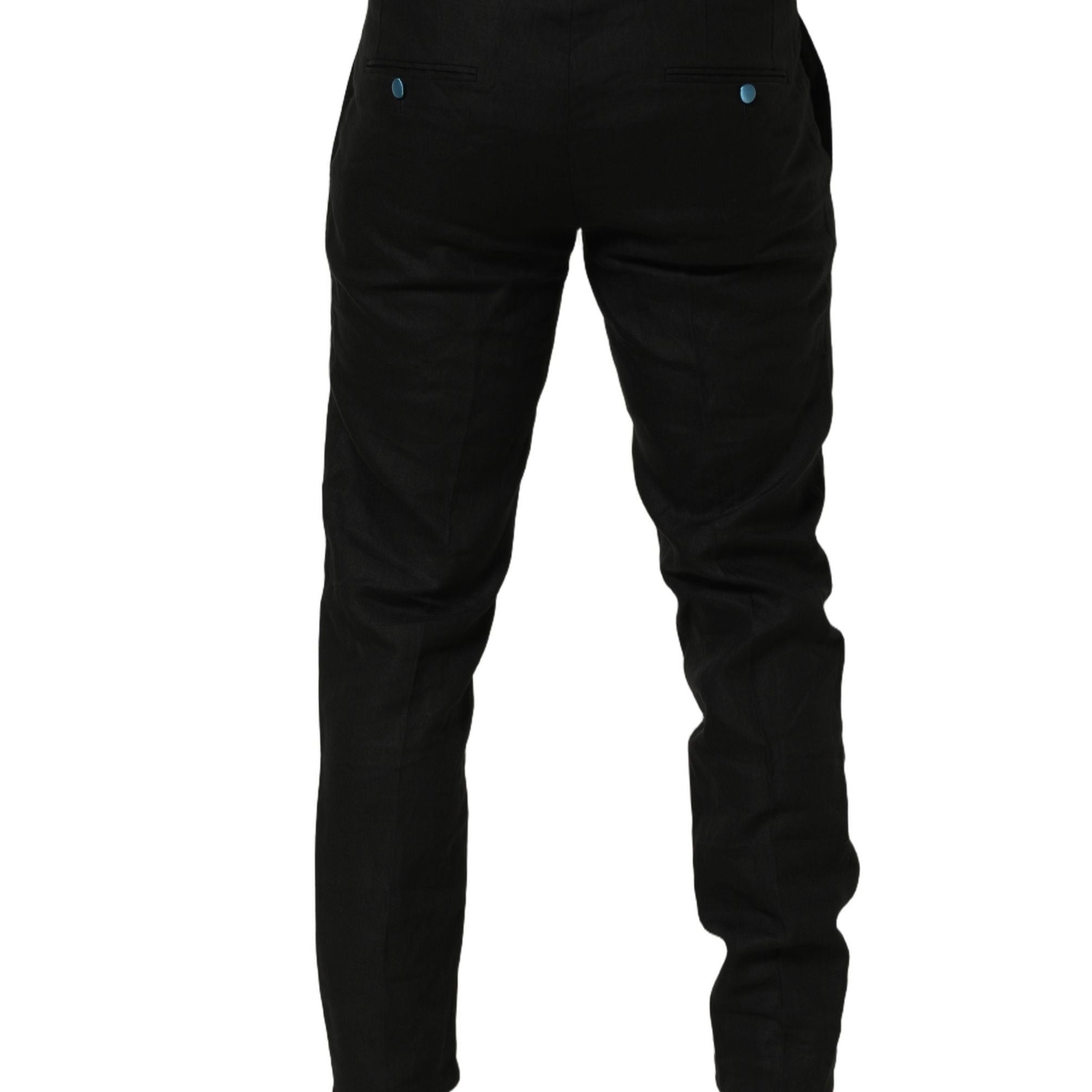 Dolce & Gabbana Black Linen Skinny Leg Dress Trouser Pants