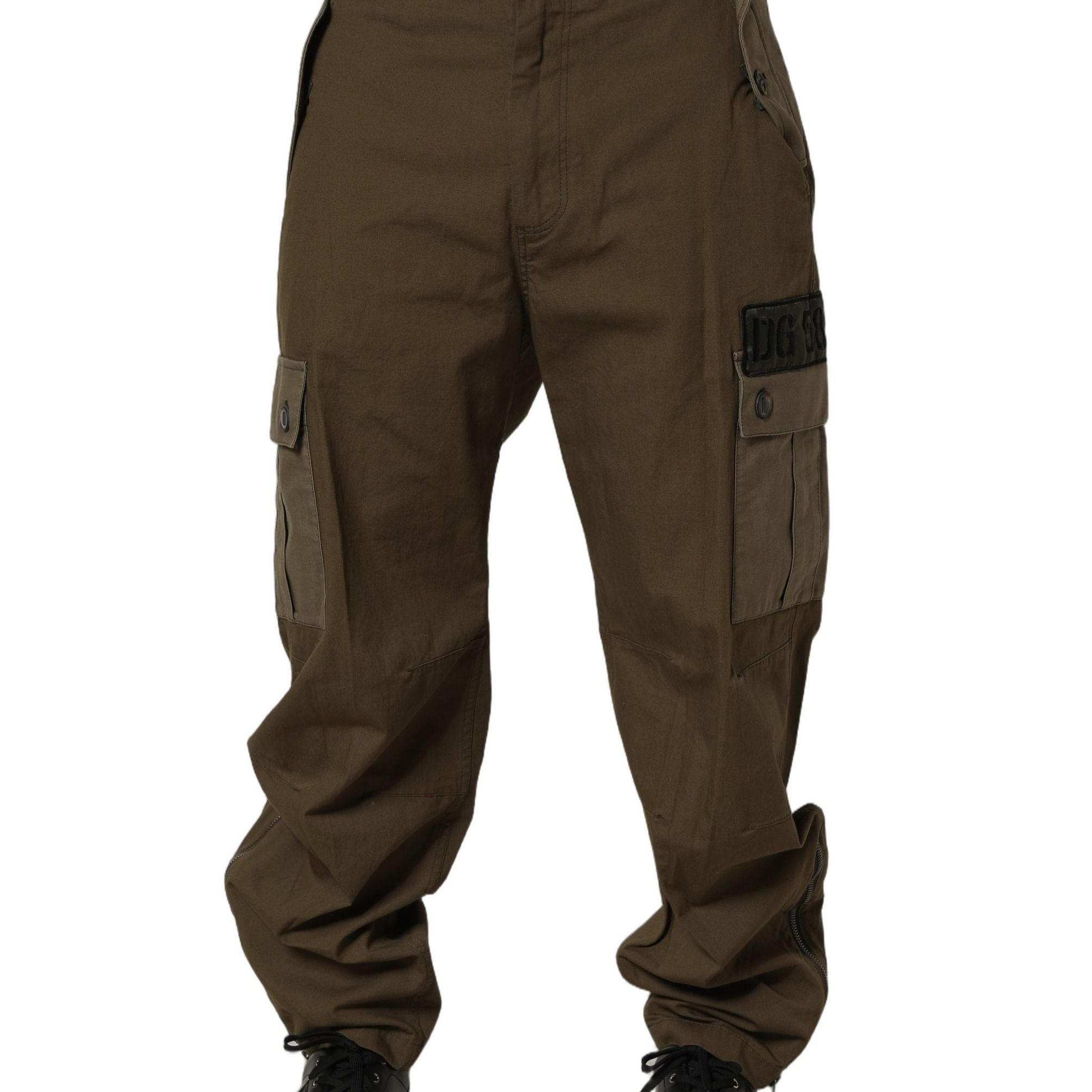 Dolce & Gabbana Brown Mid Waist Straight Cargo Trouser Pants