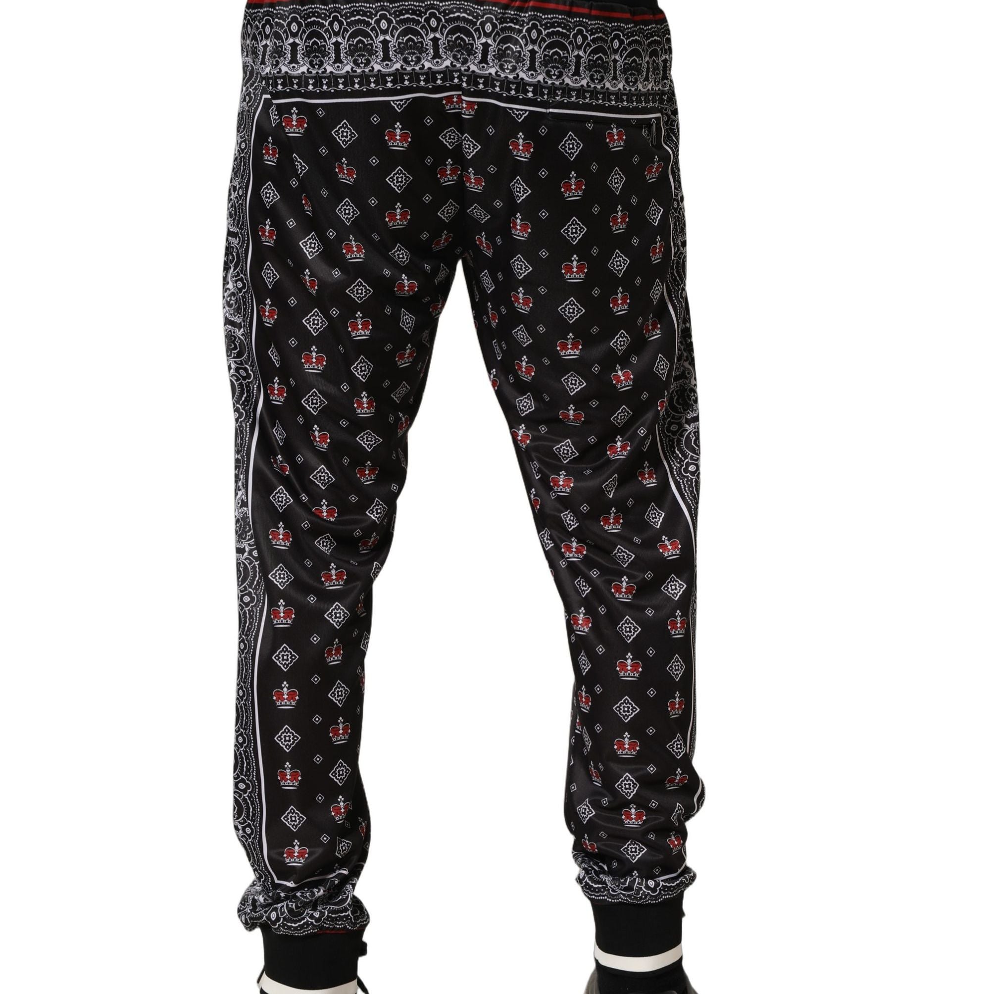 Dolce & Gabbana Black Bandana Crown Jogger Men Trouser Pants