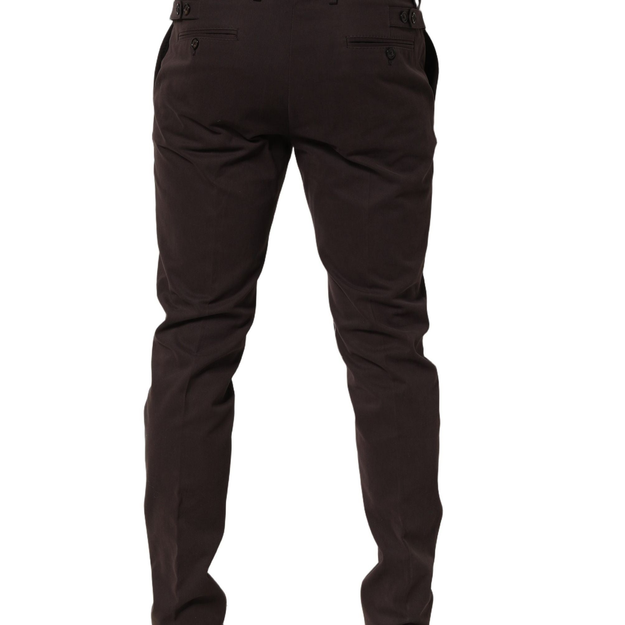 Dolce & Gabbana Brown Cotton Skinny Leg Dress Trouser Pants