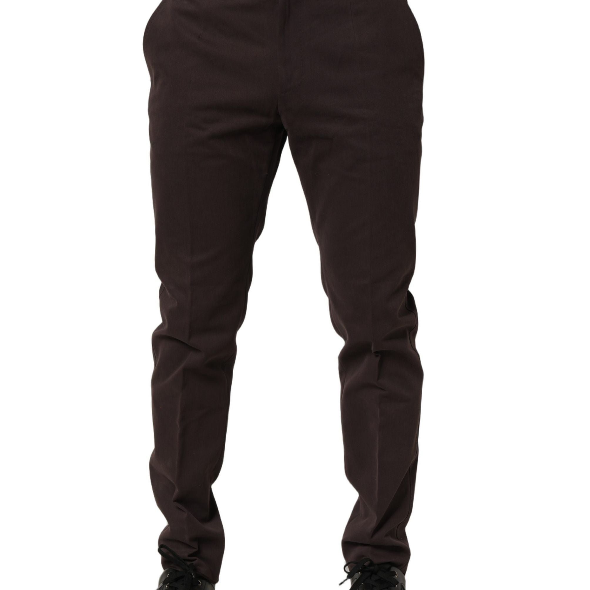 Dolce & Gabbana Brown Cotton Skinny Leg Dress Trouser Pants