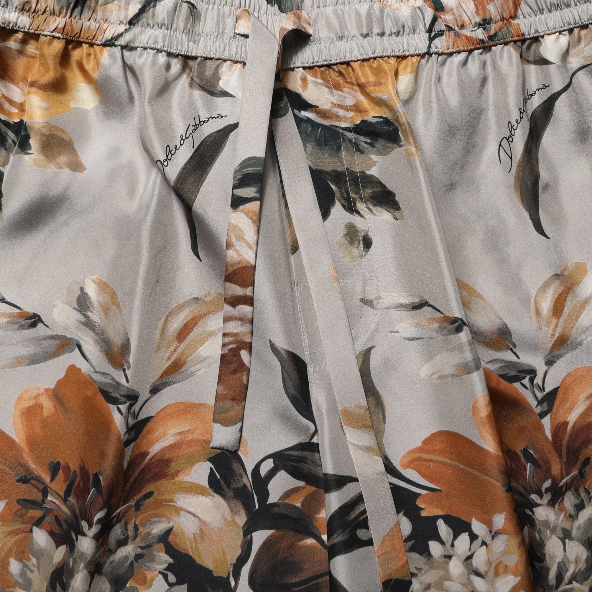 Dolce & Gabbana Beige Floral Print Silk Men Bermuda Shorts