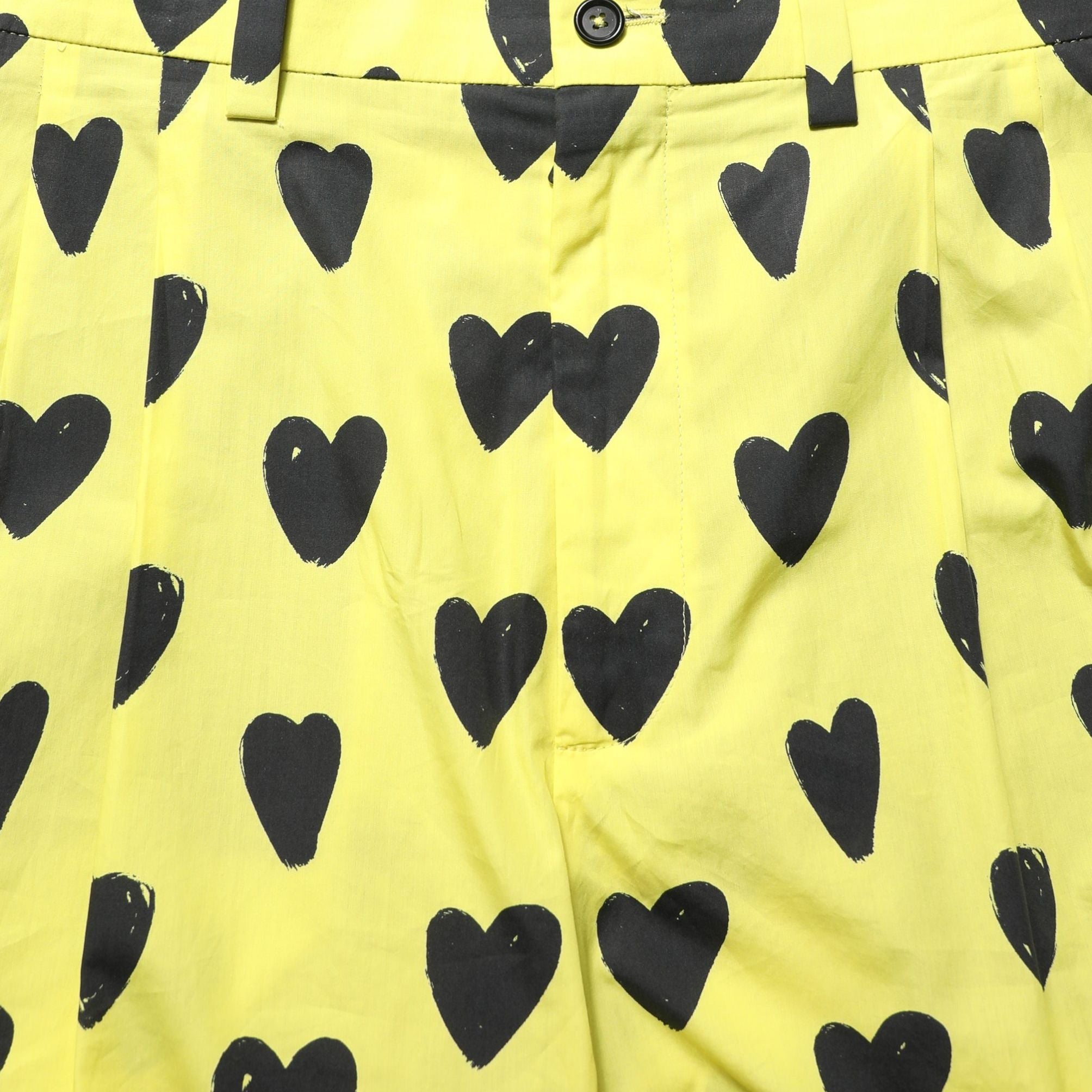 Dolce & Gabbana Yellow Cotton Heart Print Men Bermuda Shorts