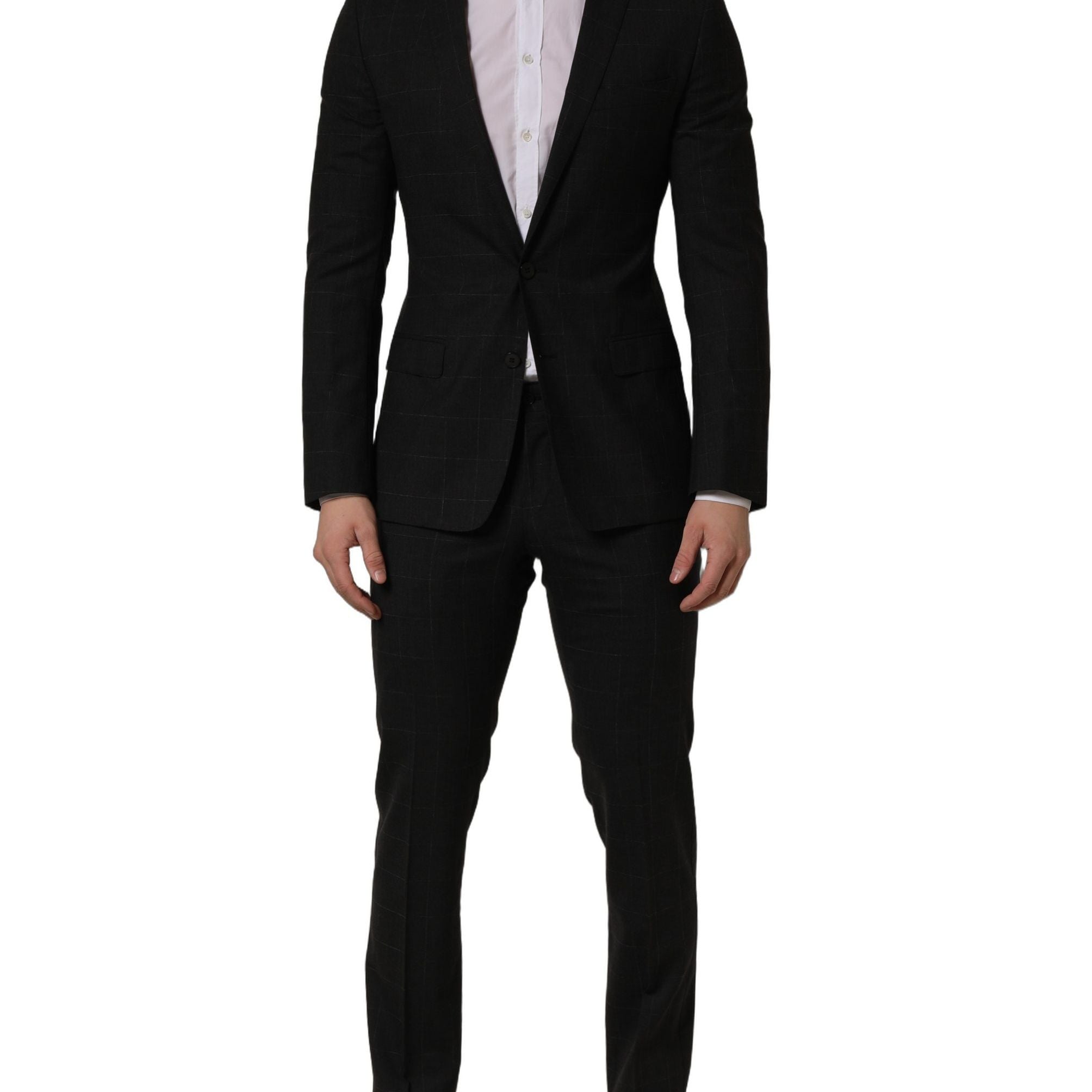 Dolce & Gabbana Black Wool Slim Fit Formal 2 Piece Men Suit