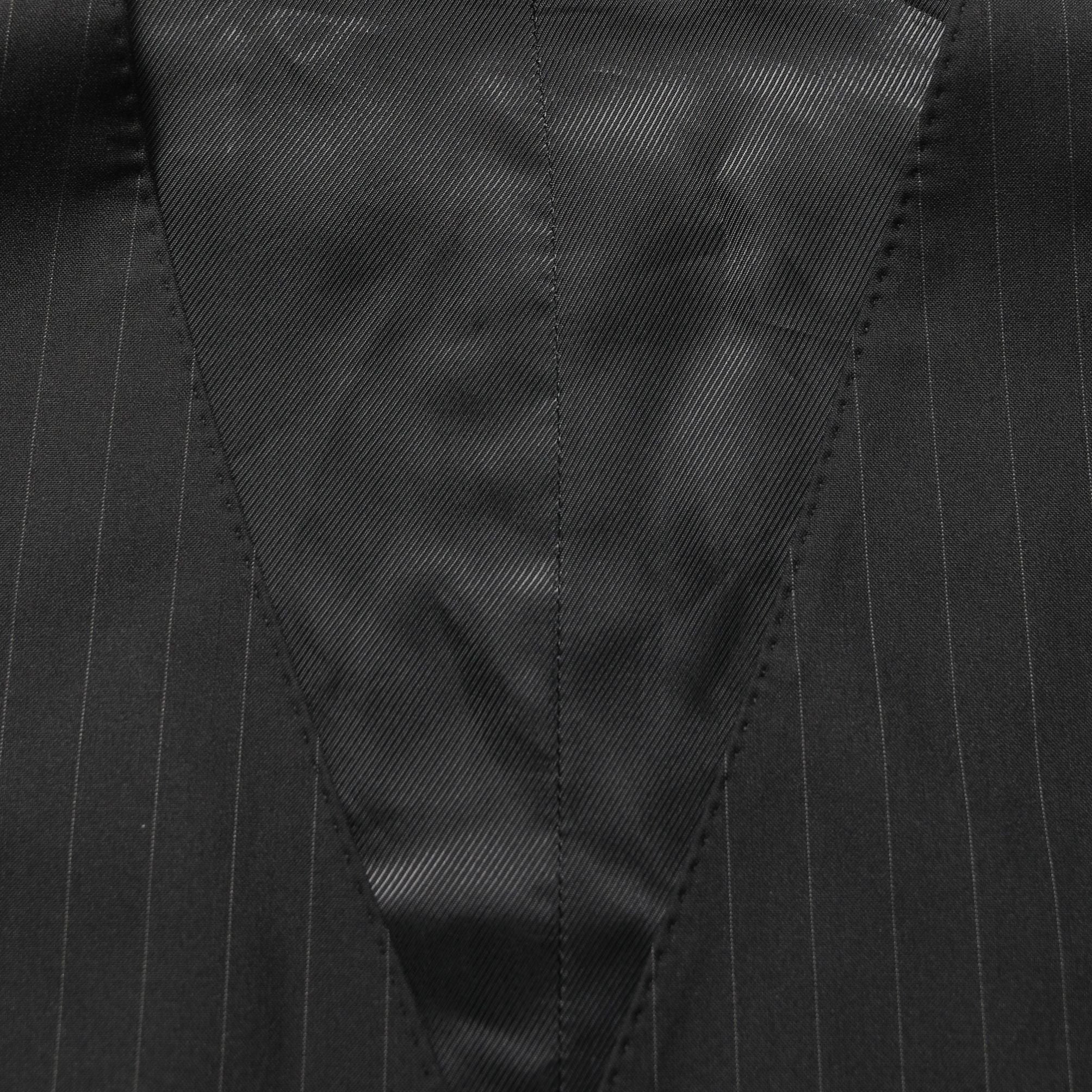Dolce & Gabbana Black Stripes Slim Fit Formal 3 Piece Suit