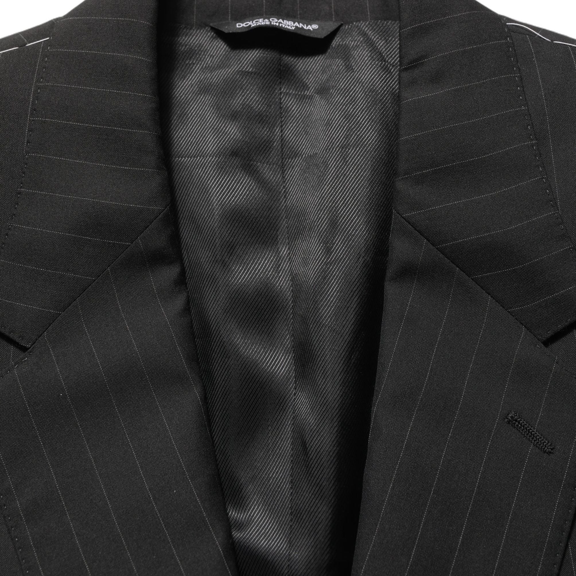 Dolce & Gabbana Black Stripes Slim Fit Formal 3 Piece Suit