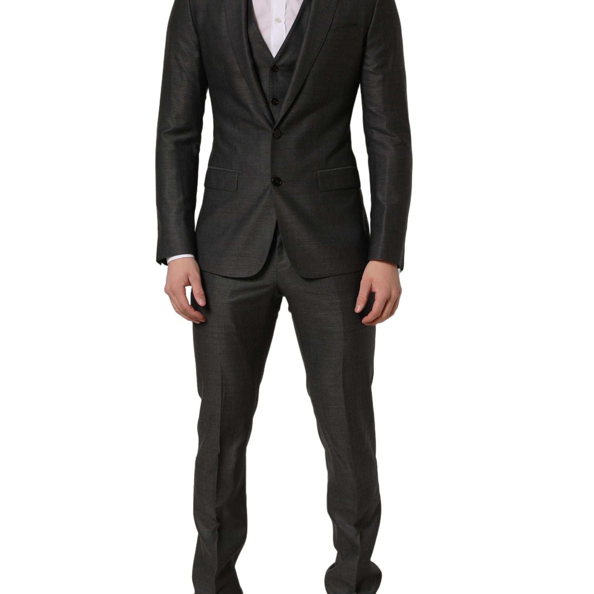 Dolce & Gabbana Gray MARTINI Slim Fit Formal 3 Piece Suit