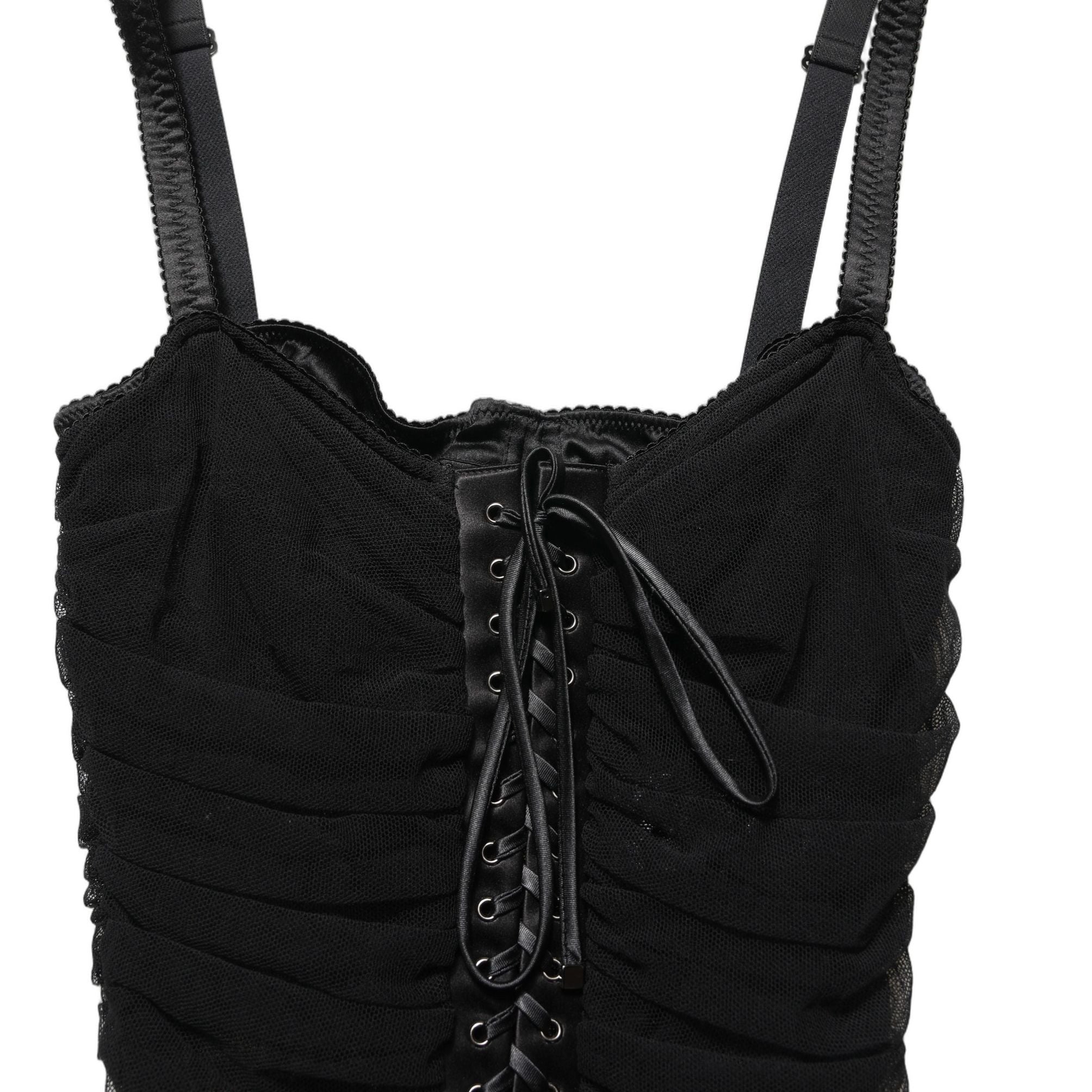 Dolce & Gabbana Black Bodycon Fitted Corset Style Mini Dress