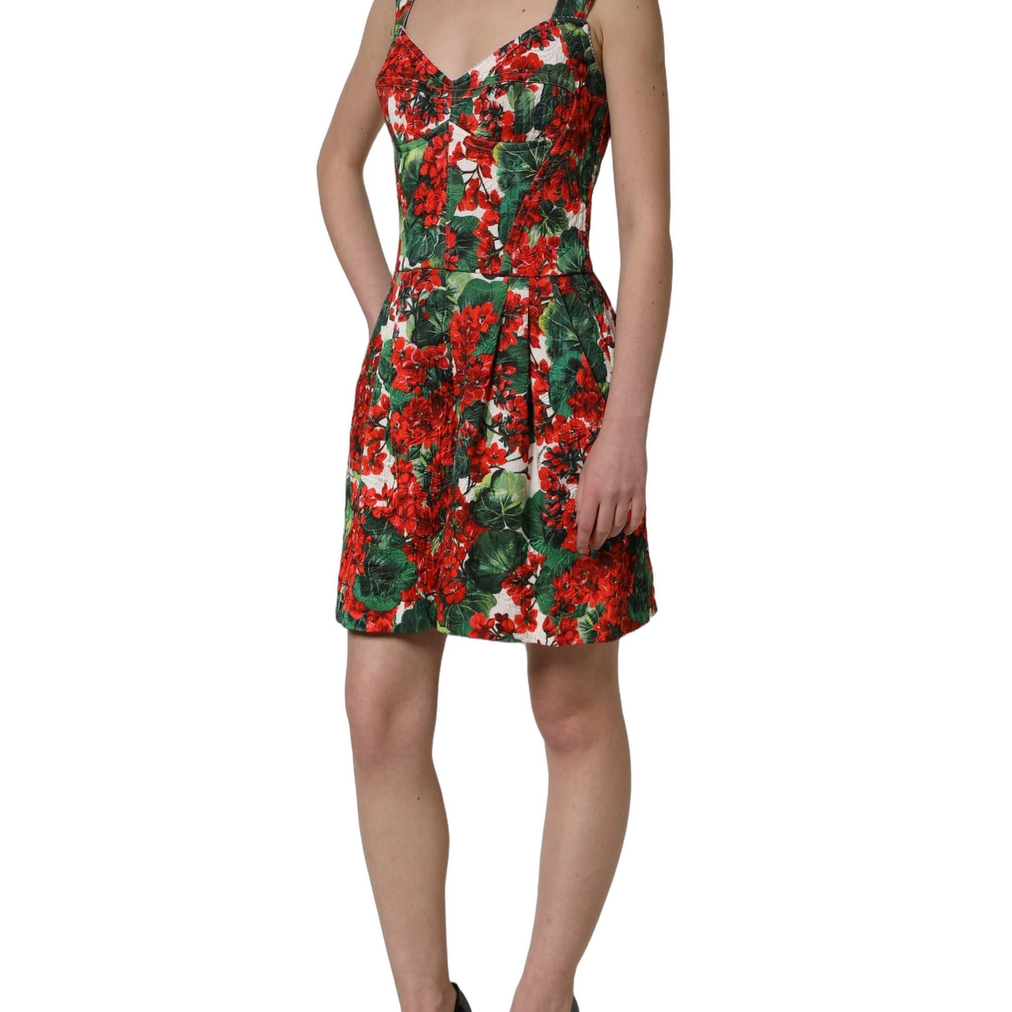 Dolce & Gabbana Multicolor Geranium Print A-line Mini Dress