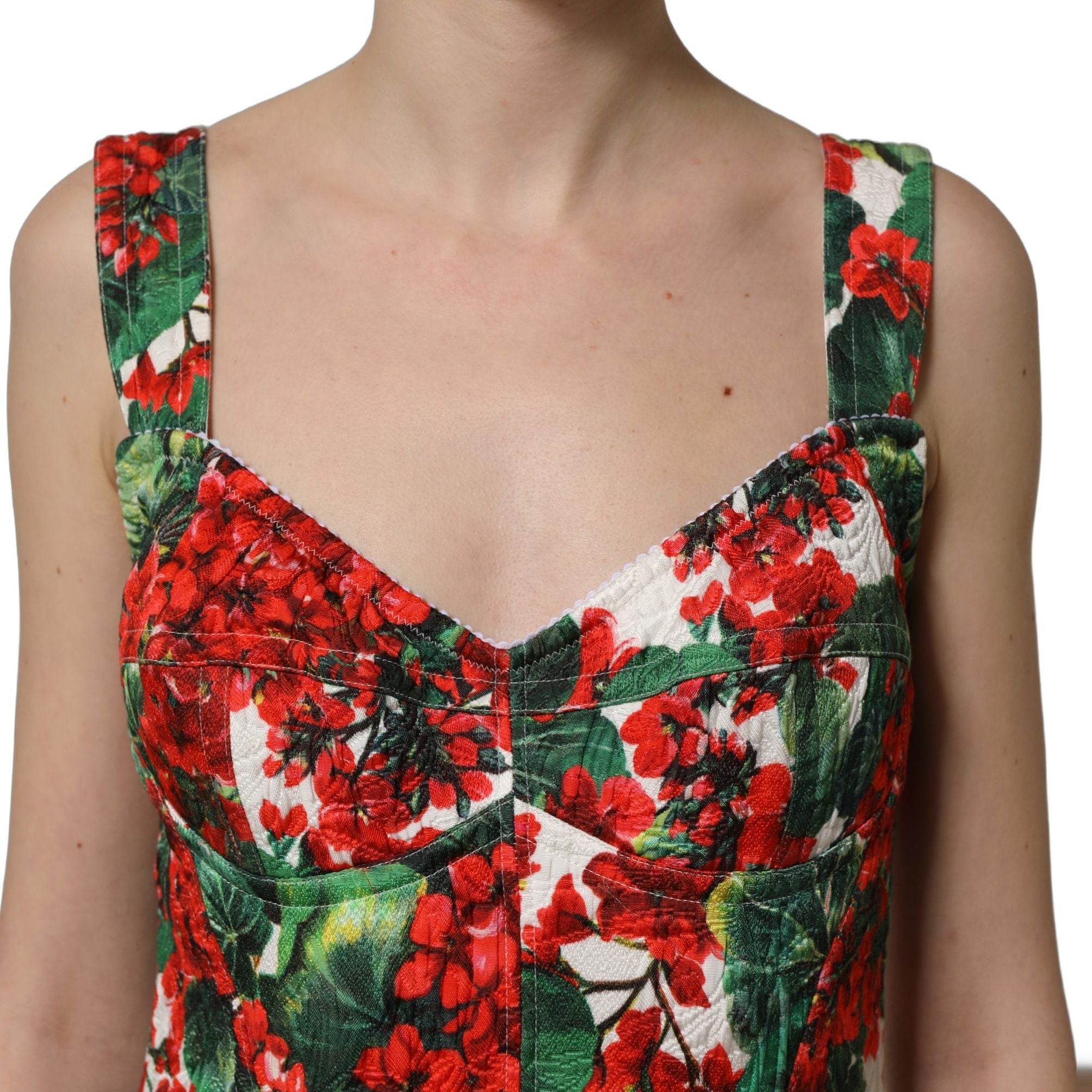 Dolce & Gabbana Multicolor Geranium Print A-line Mini Dress