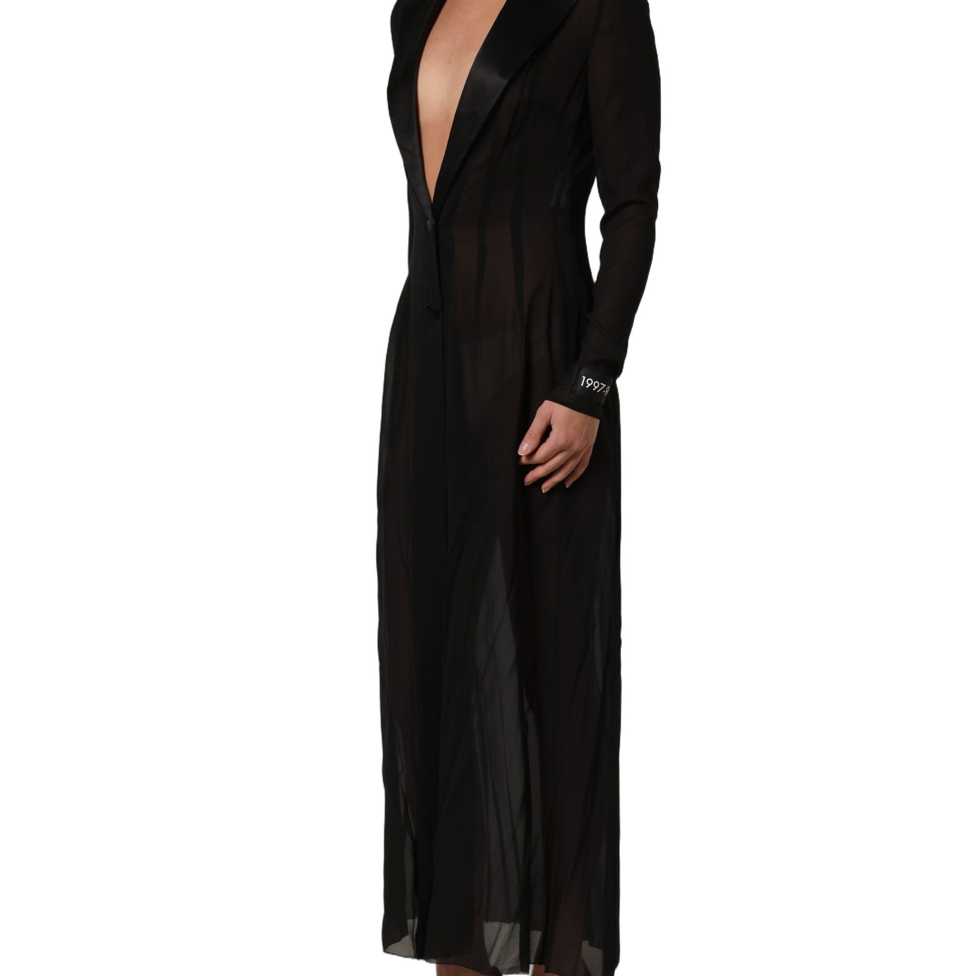 Dolce & Gabbana Black Silk Sheer Chiffon Long Maxi Dress