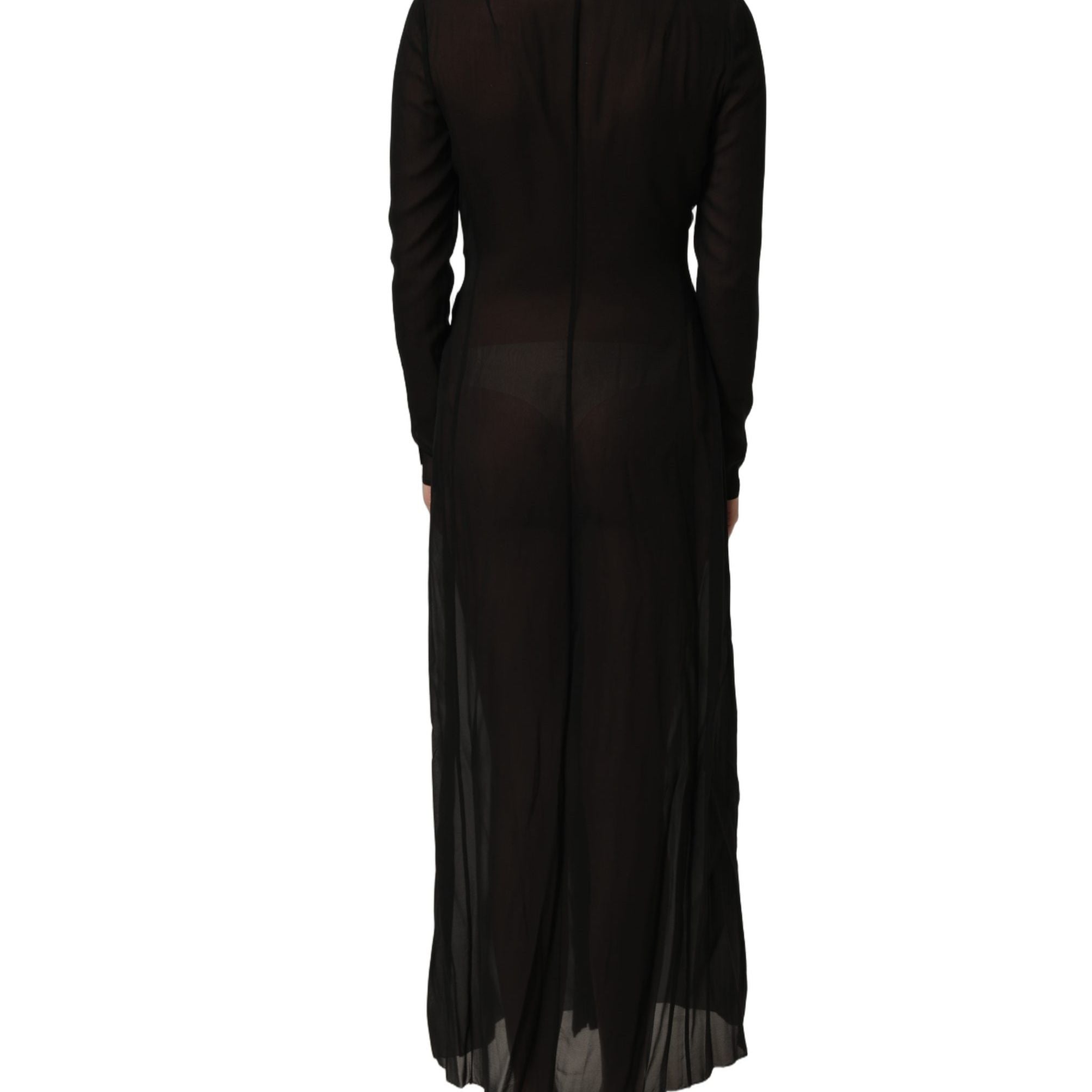 Dolce & Gabbana Black Silk Sheer Chiffon Long Maxi Dress