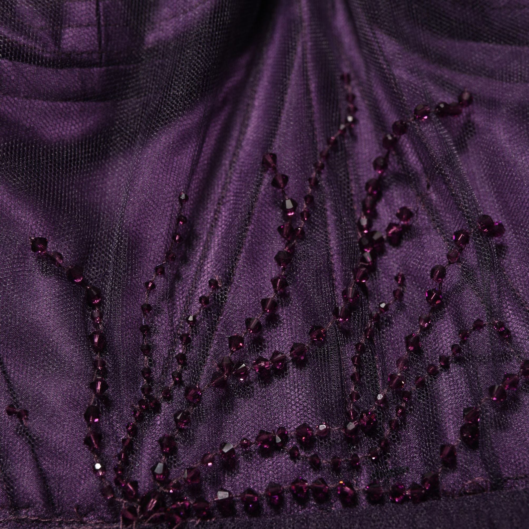 Dolce & Gabbana Purple Tiered Tulle Silk Long Gown Dress