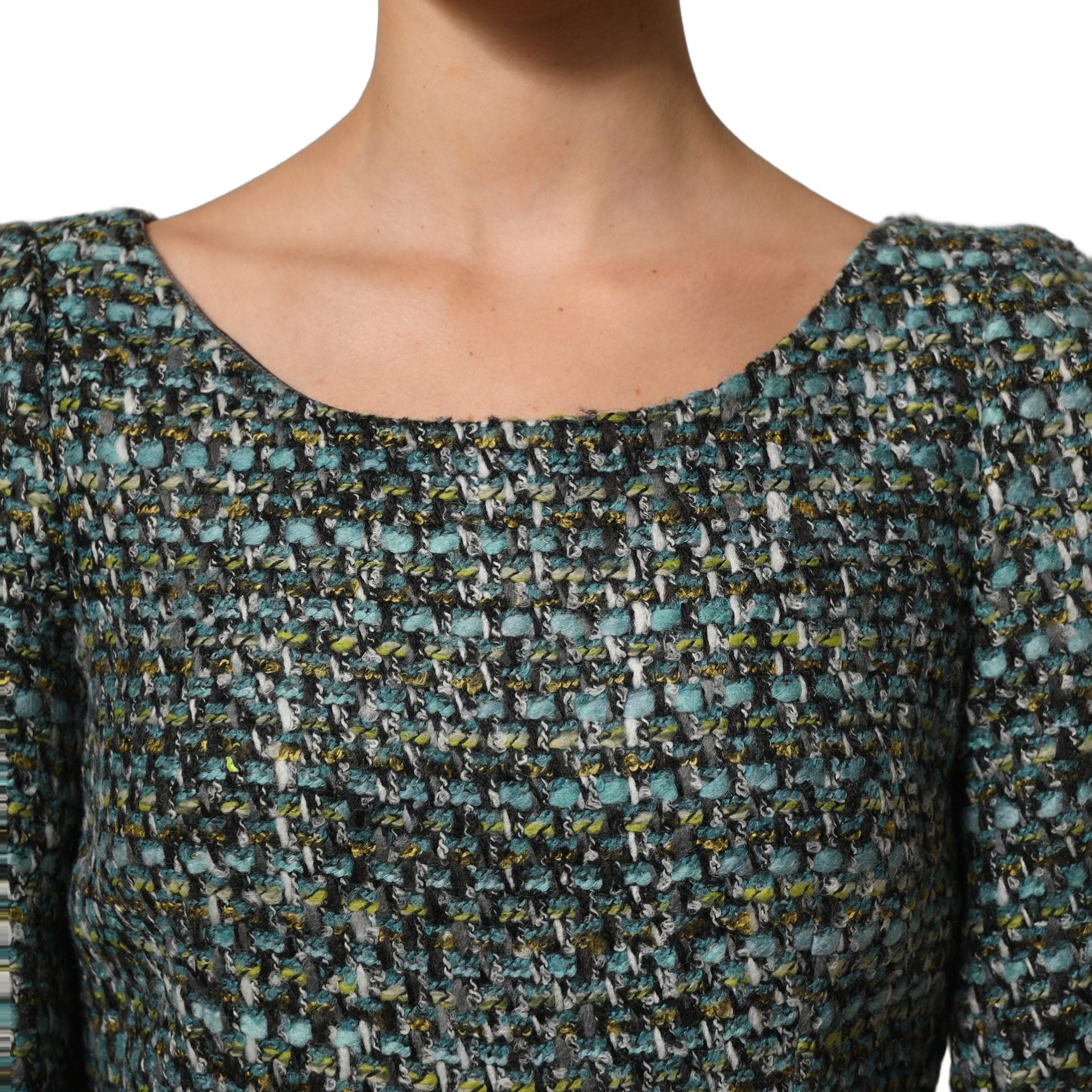 Dolce & Gabbana Multicolor Tweed Belted Babydoll Mini Dress