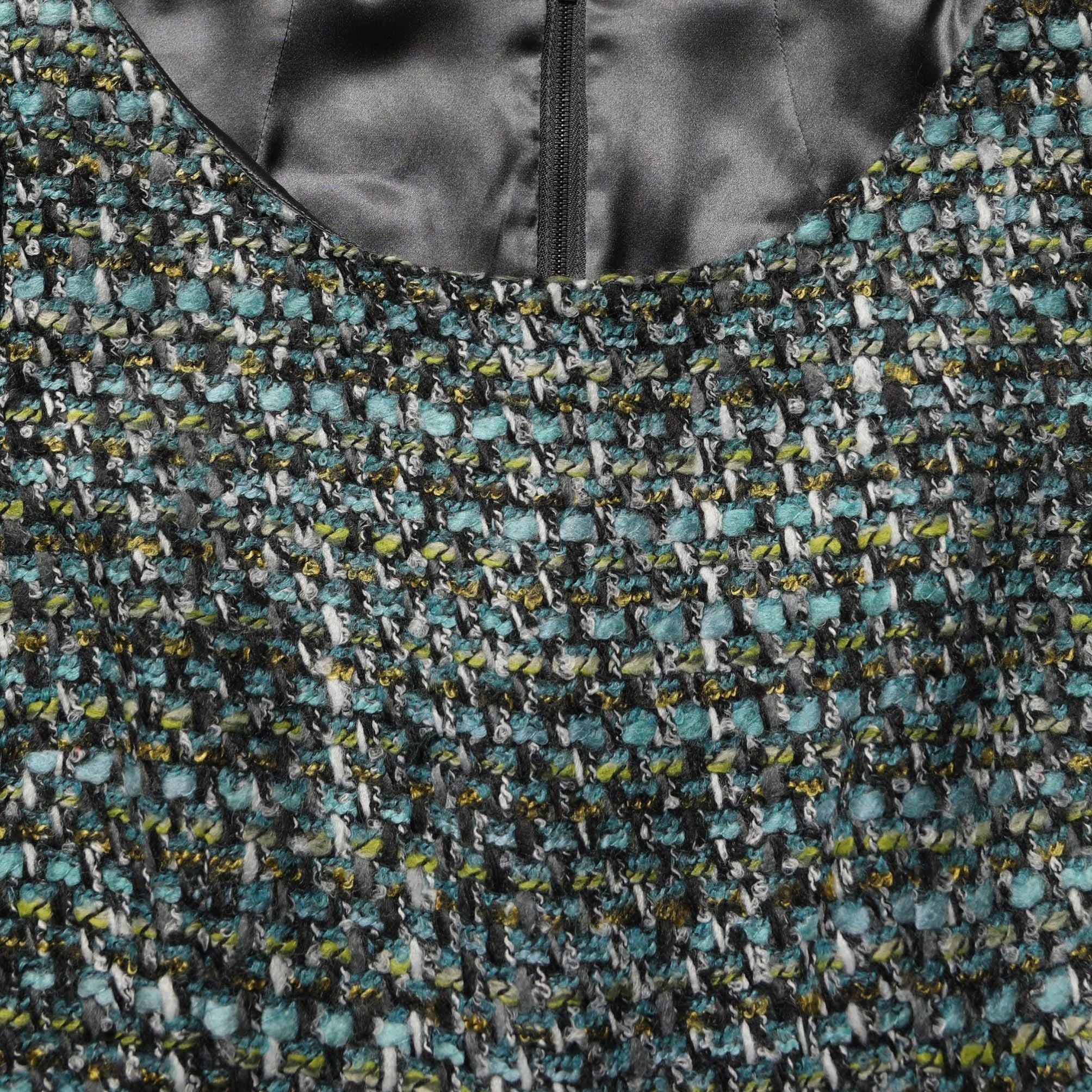 Dolce & Gabbana Multicolor Tweed Belted Babydoll Mini Dress