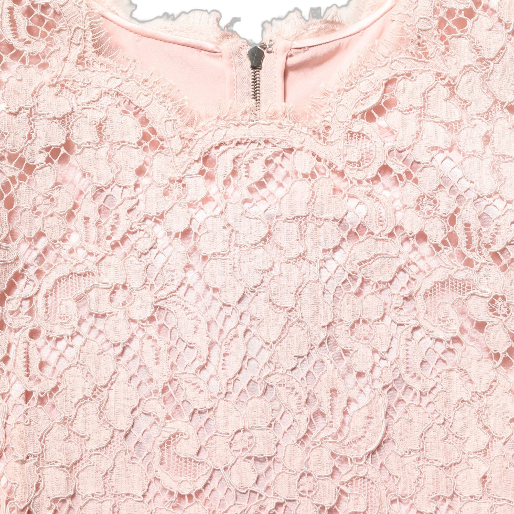 Dolce & Gabbana Pink Cotton Floral Lace Sleeveless Mini Dress