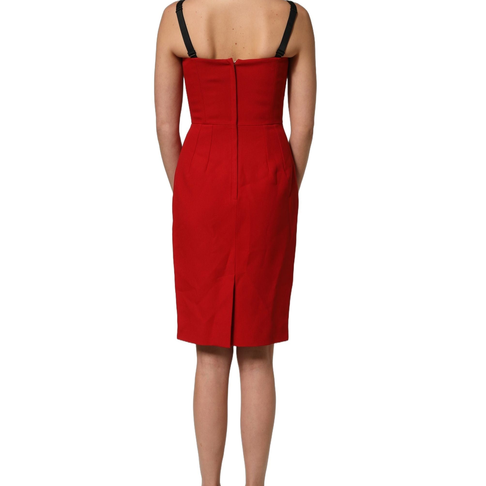 Dolce & Gabbana Red Stretch Bodycon Sheath Knee Length Dress