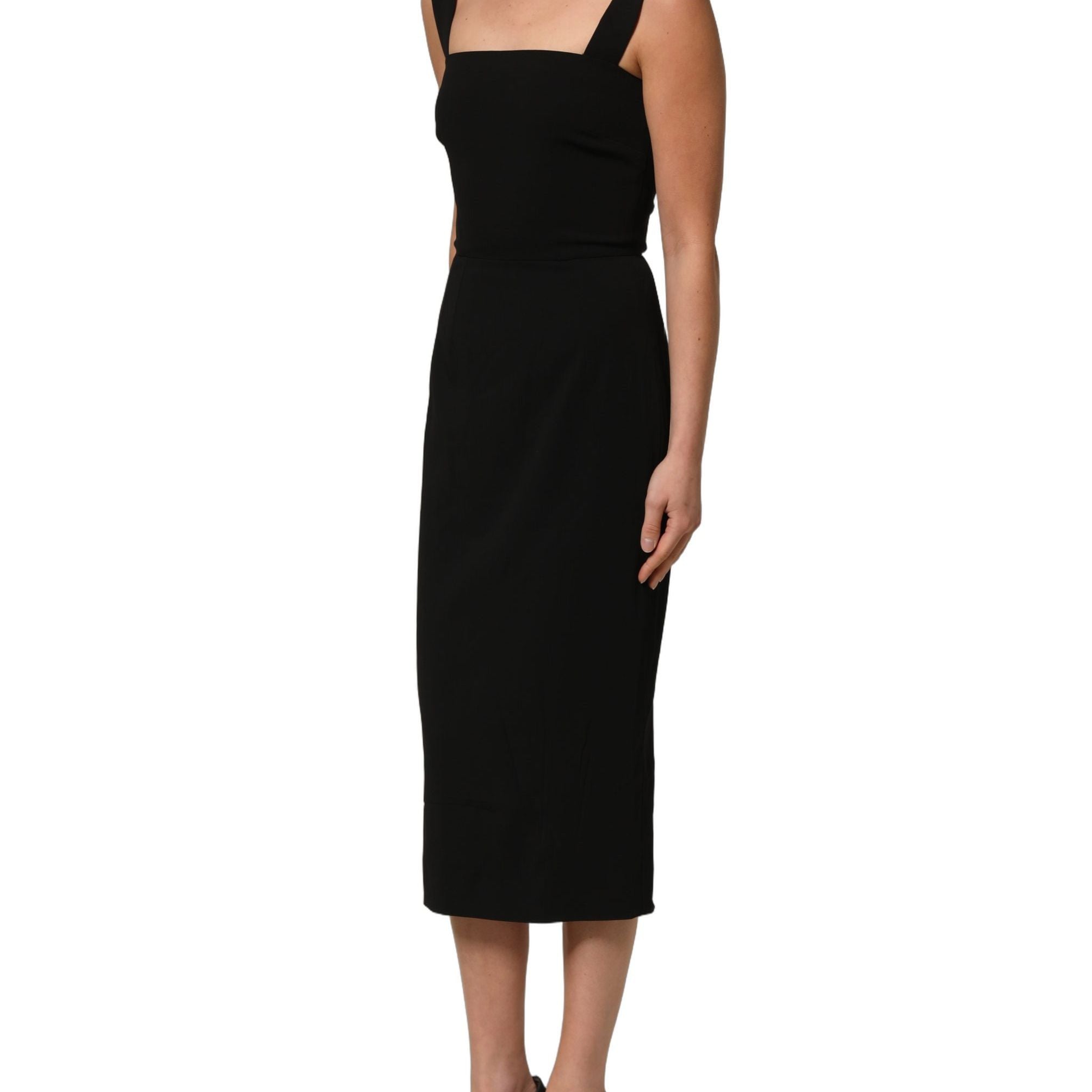 Dolce & Gabbana Black Viscose Stretch Sheath Midi Dress