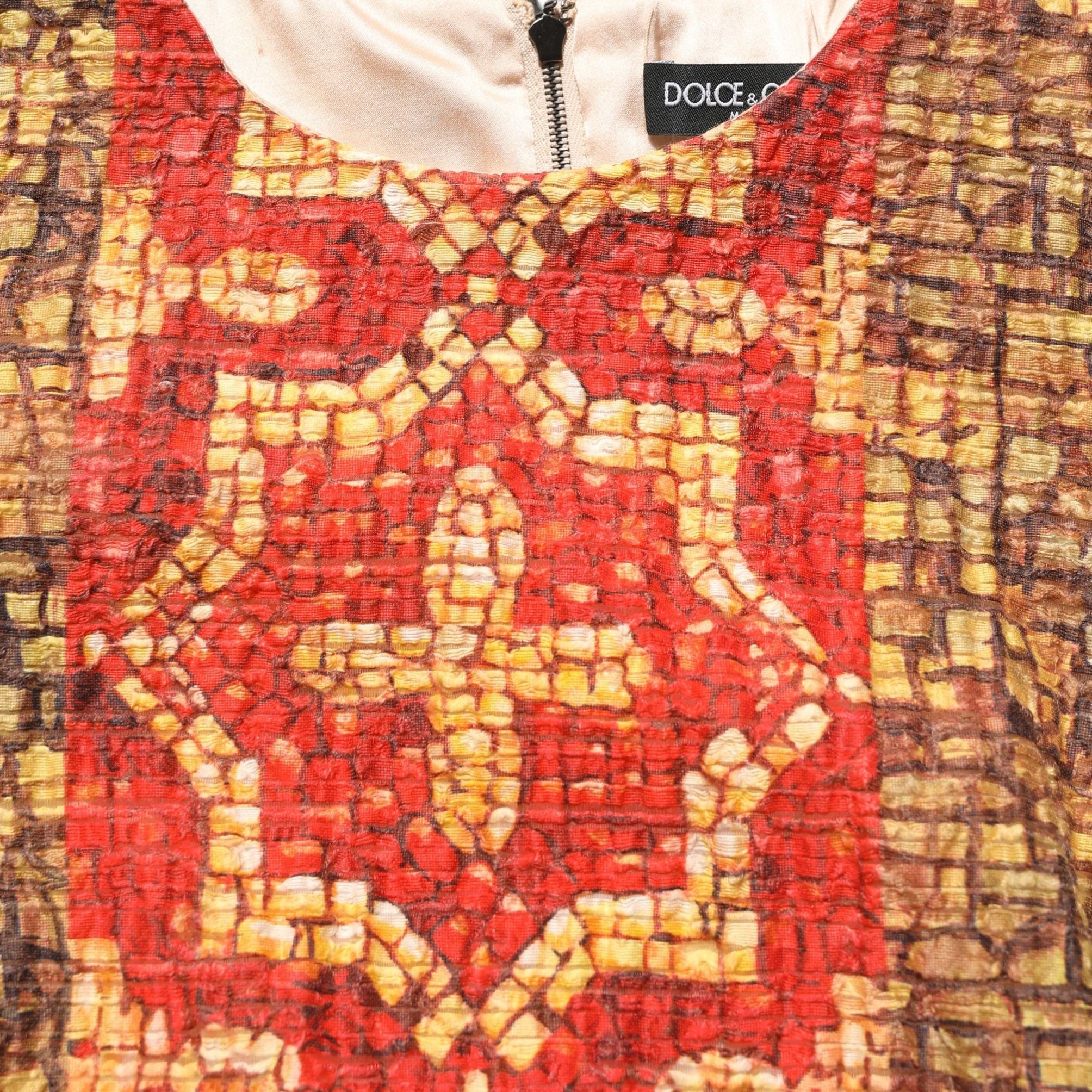 Dolce & Gabbana Multicolor Mosaic Long Sleeves Mini Dress