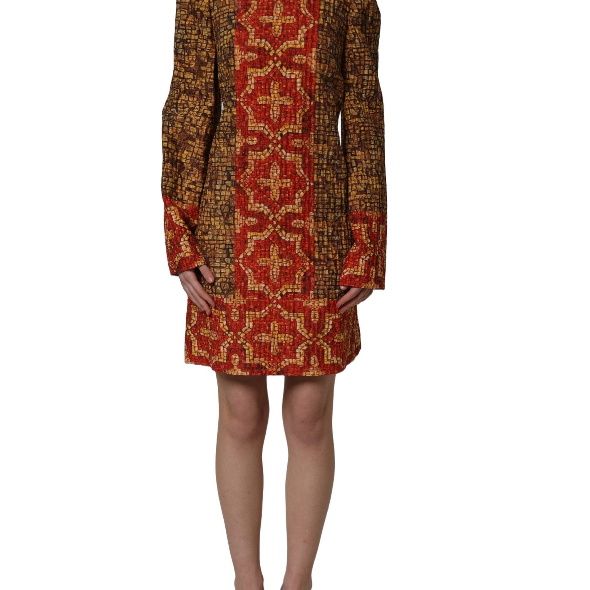 Dolce & Gabbana Multicolor Mosaic Long Sleeves Mini Dress