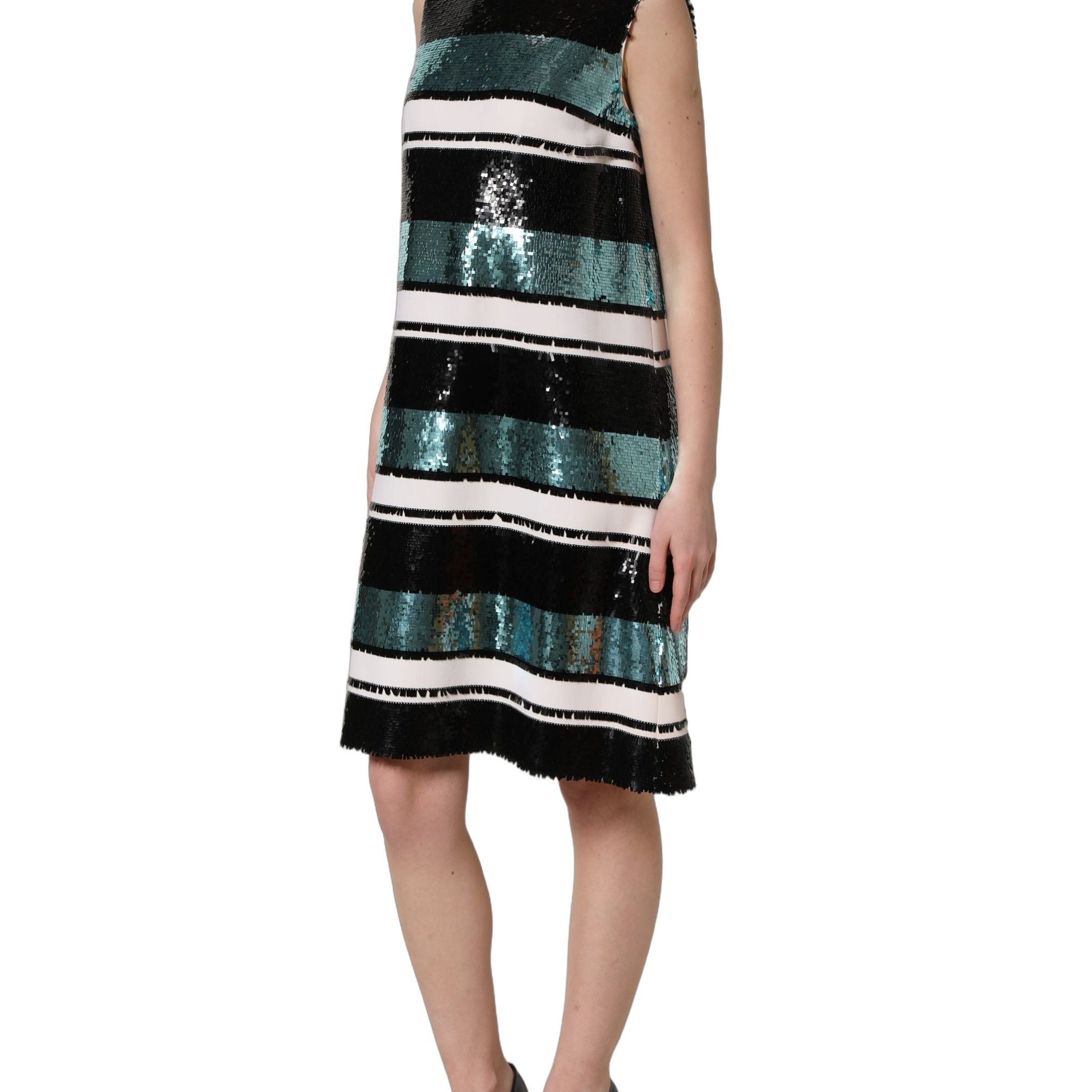 Dolce & Gabbana Multicolor Sequined Sleeveless Shift Dress