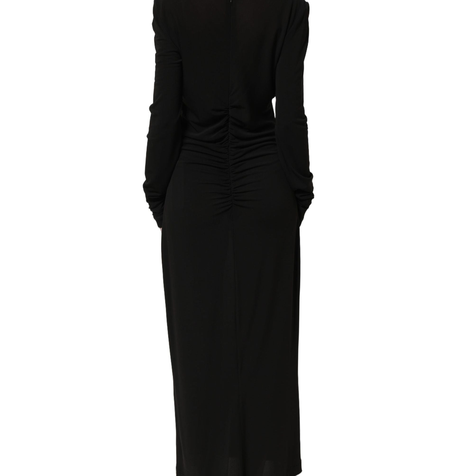 Dolce & Gabbana Black Cotton Long Sleeves Sheath Maxi Dress