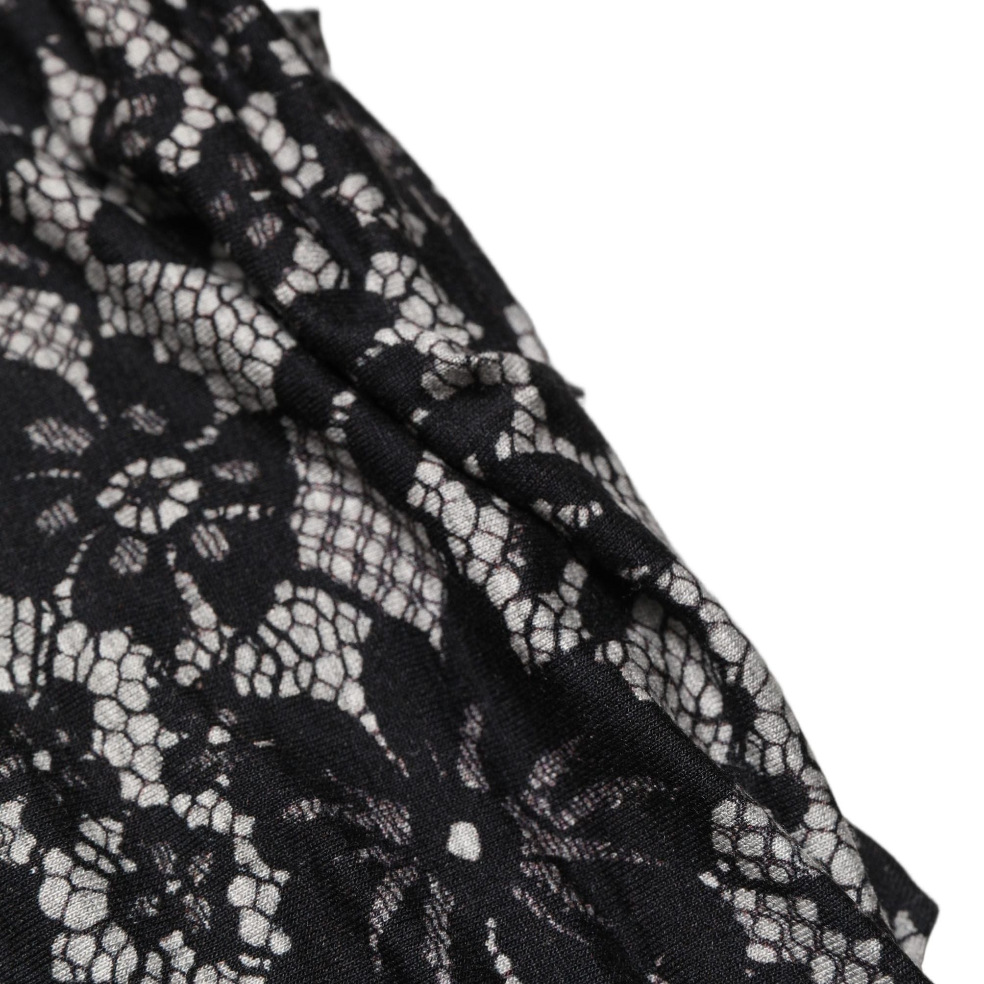 Dolce & Gabbana Black White Floral Lace Sleeveless Midi Dress